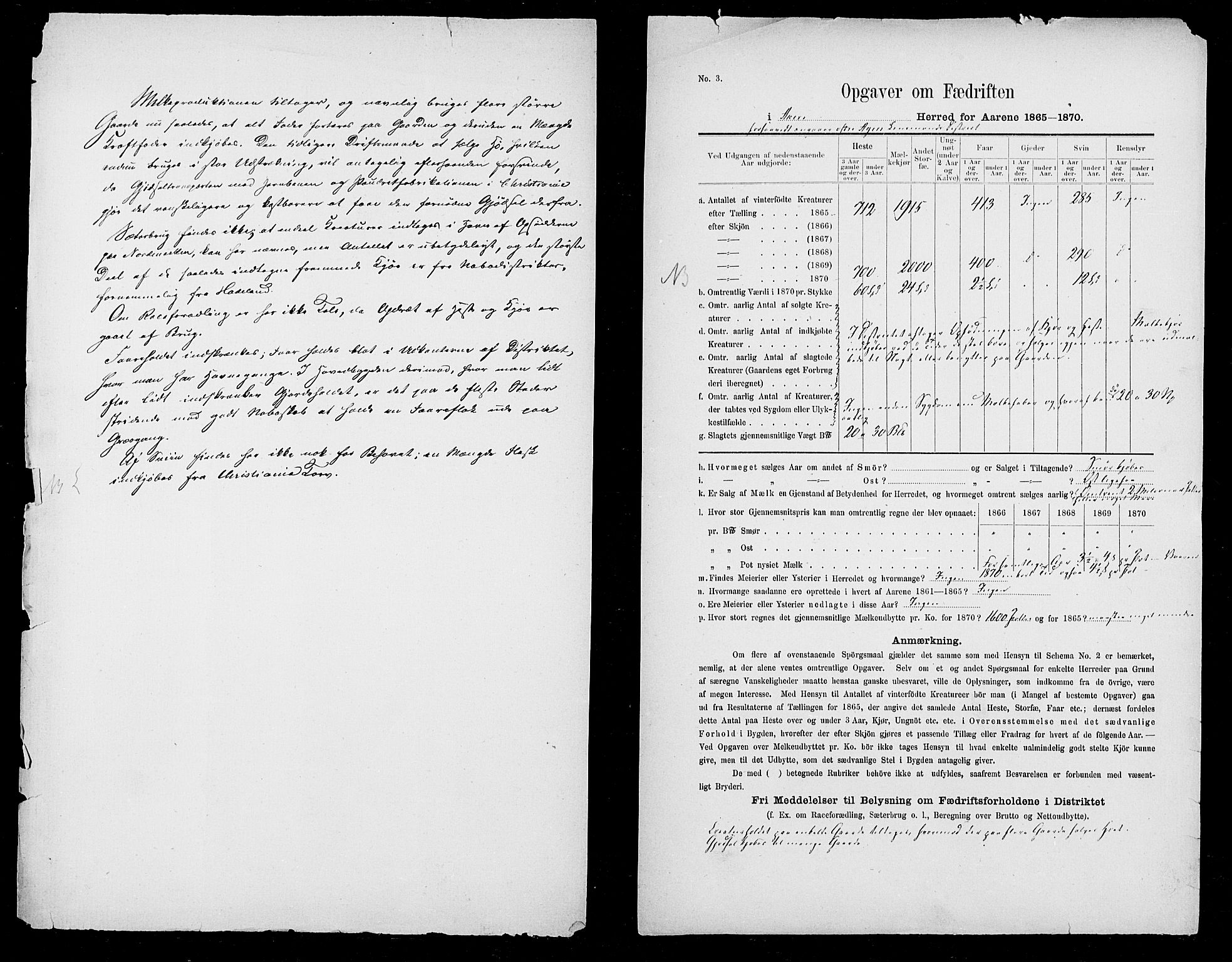 Statistisk sentralbyrå, Næringsøkonomiske emner, Generelt - Amtmennenes femårsberetninger, AV/RA-S-2233/F/Fa/L0022: --, 1865-1870, s. 3