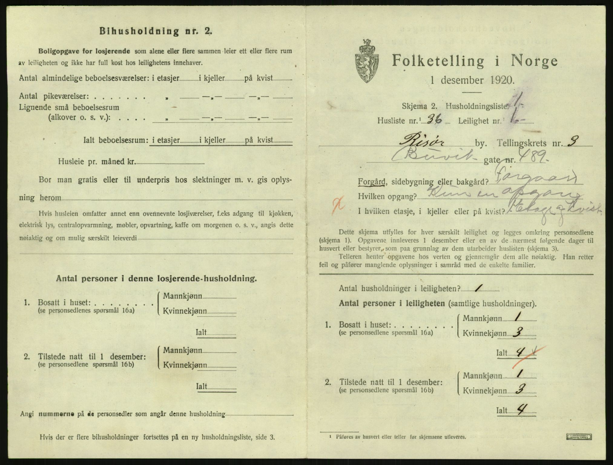 SAK, Folketelling 1920 for 0901 Risør kjøpstad, 1920, s. 2621
