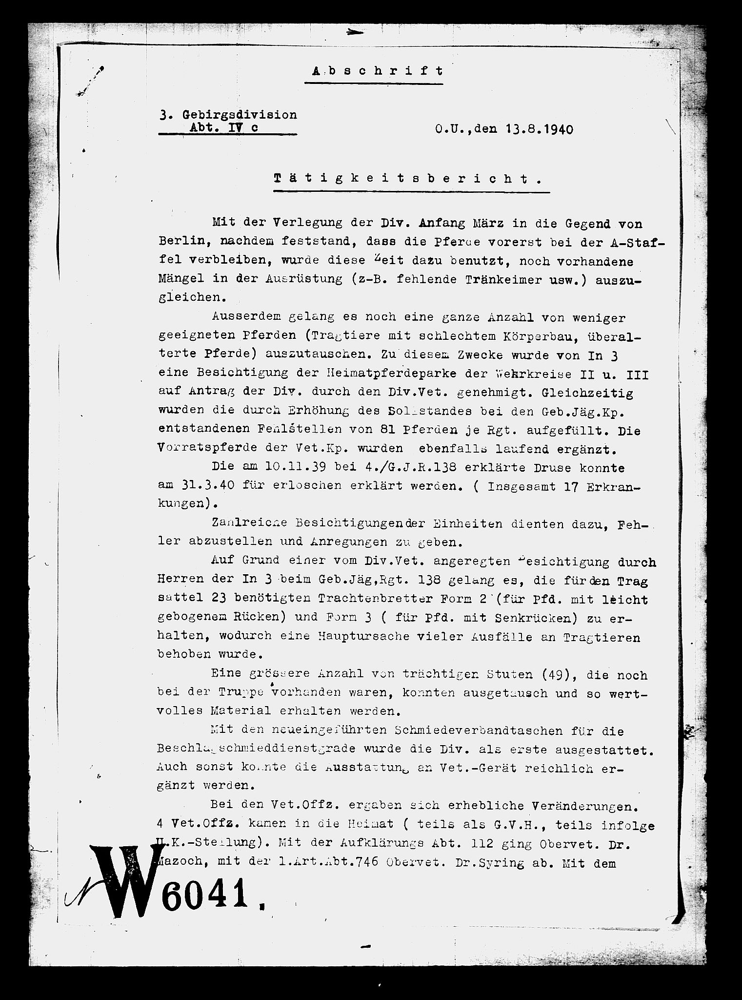 Documents Section, RA/RAFA-2200/V/L0086: Amerikansk mikrofilm "Captured German Documents".
Box No. 725.  FKA jnr. 601/1954., 1940, s. 410