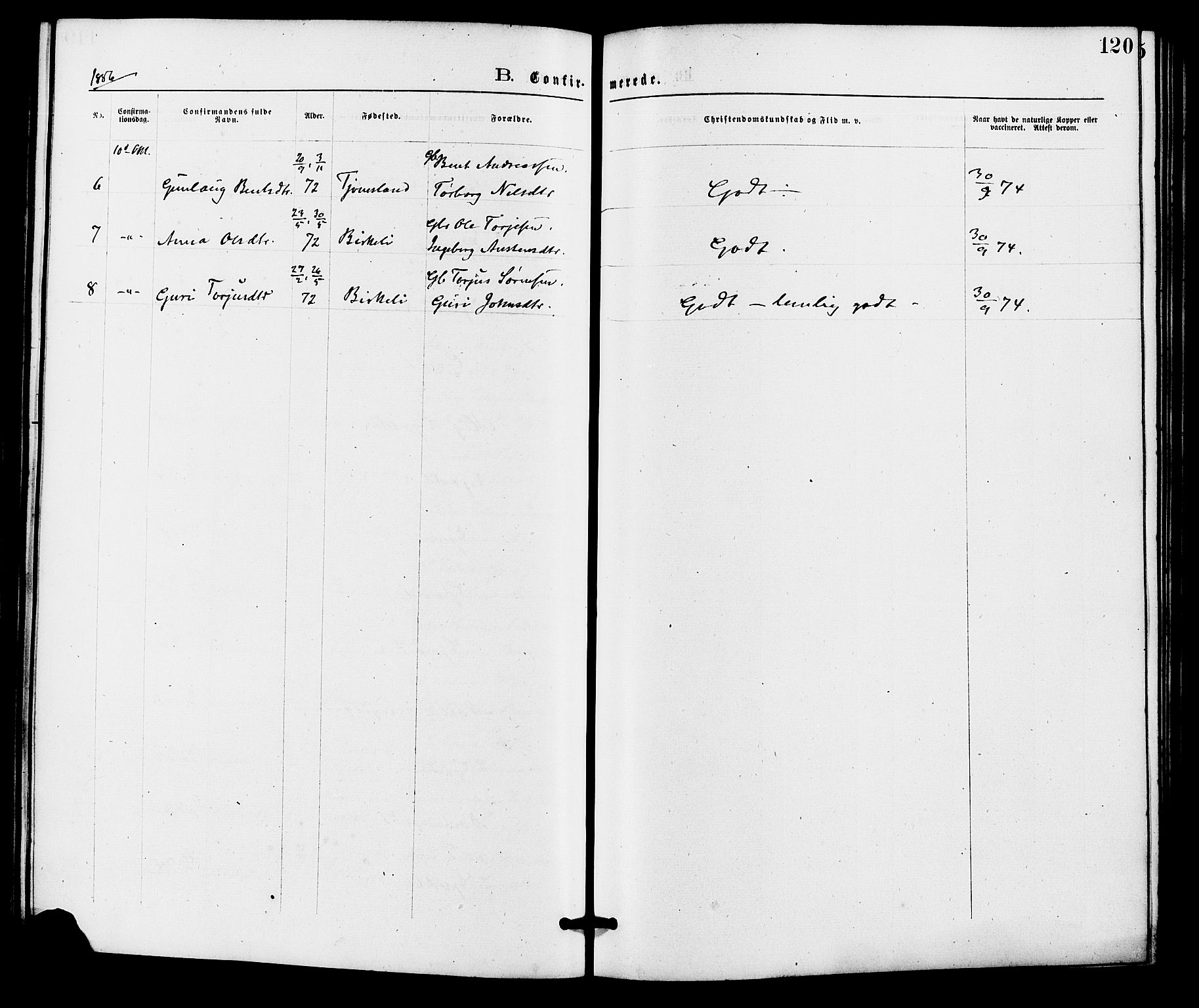 Holum sokneprestkontor, AV/SAK-1111-0022/F/Fa/Fab/L0006: Ministerialbok nr. A 6, 1875-1886, s. 120