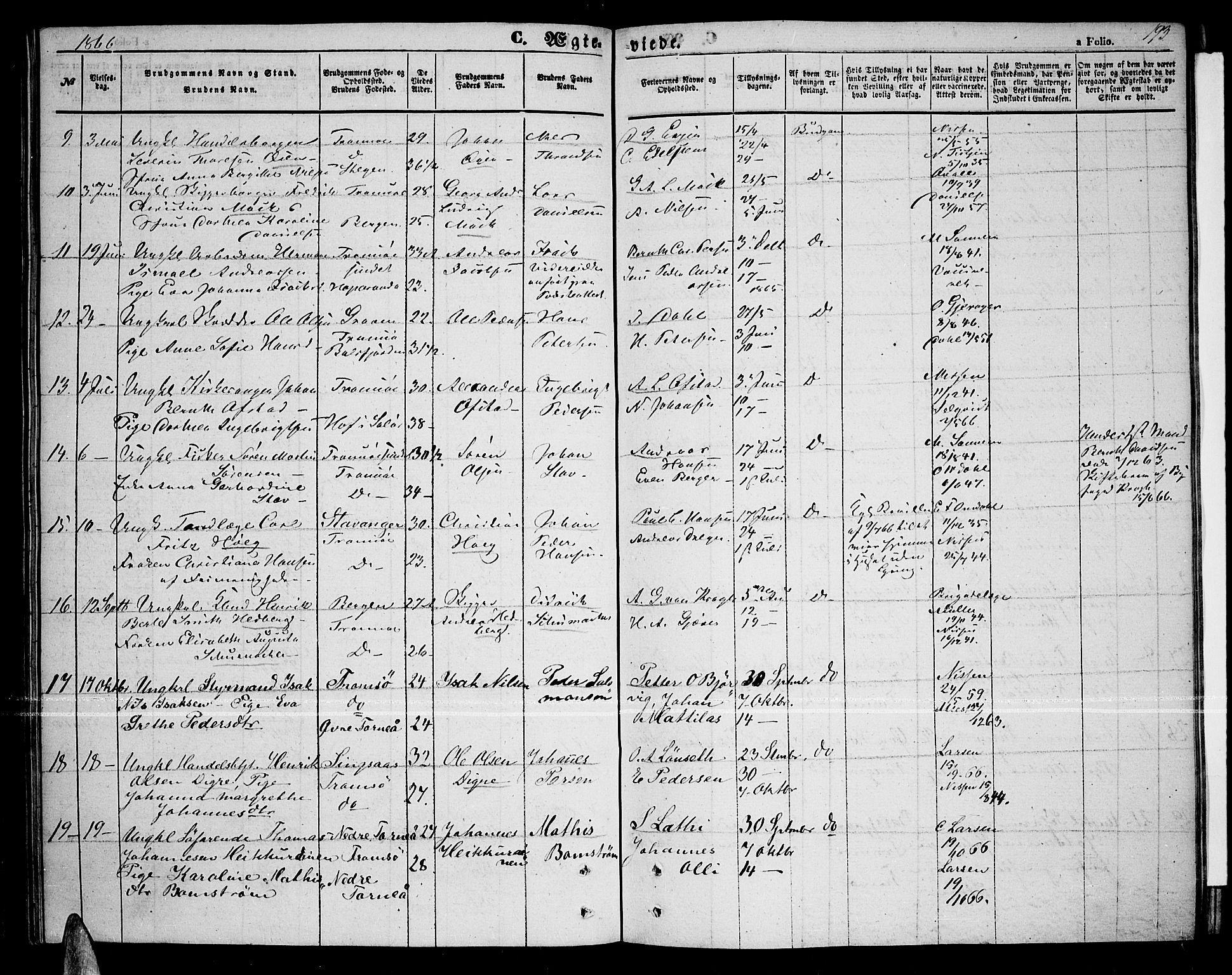 Tromsø sokneprestkontor/stiftsprosti/domprosti, AV/SATØ-S-1343/G/Gb/L0006klokker: Klokkerbok nr. 6, 1857-1866, s. 193