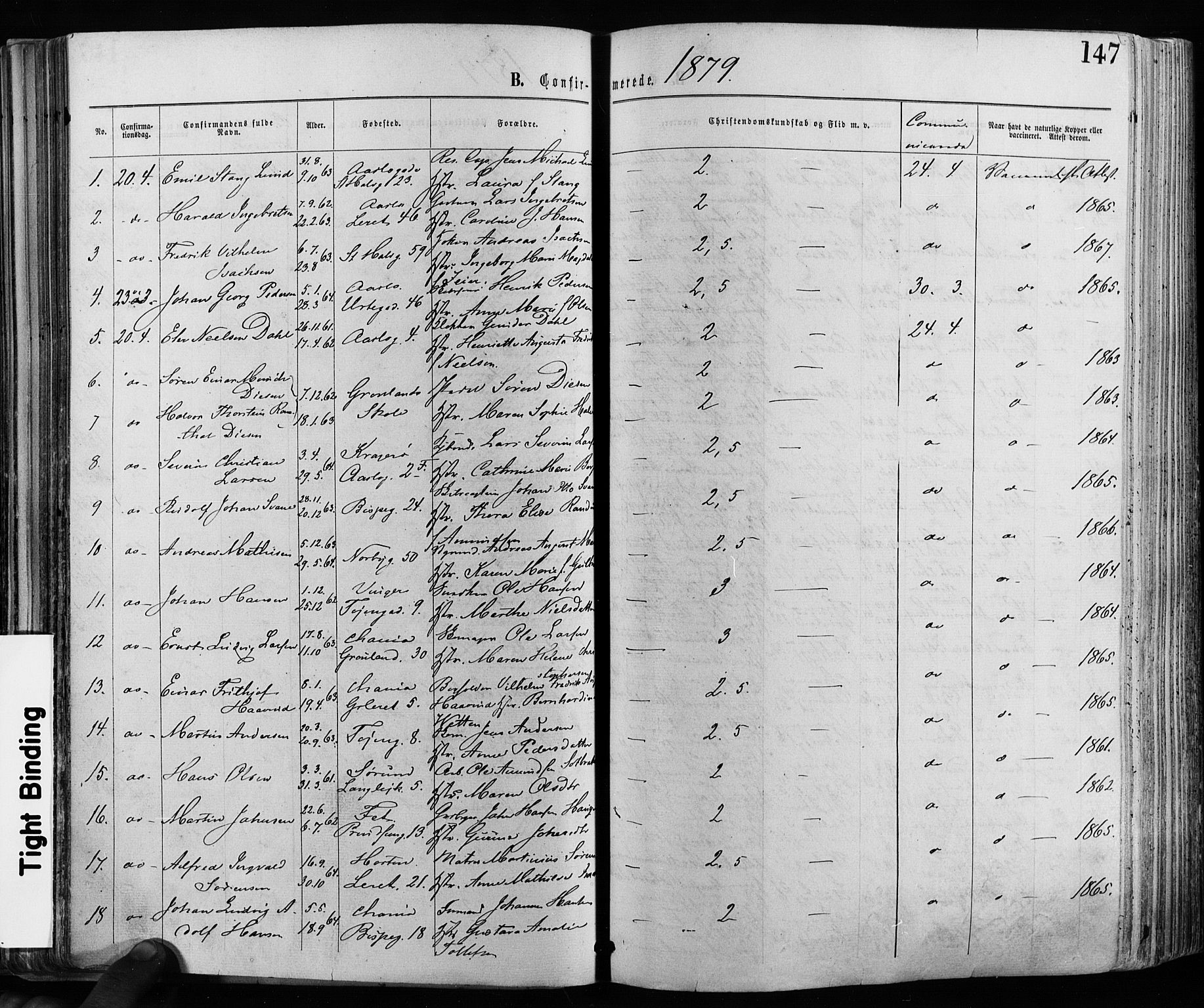 Grønland prestekontor Kirkebøker, SAO/A-10848/F/Fa/L0005: Ministerialbok nr. 5, 1869-1880, s. 147