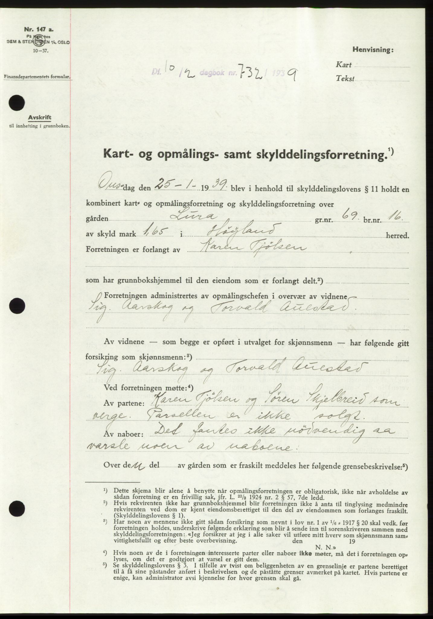 Jæren sorenskriveri, SAST/A-100310/03/G/Gba/L0073: Pantebok, 1939-1939, Dagboknr: 732/1939