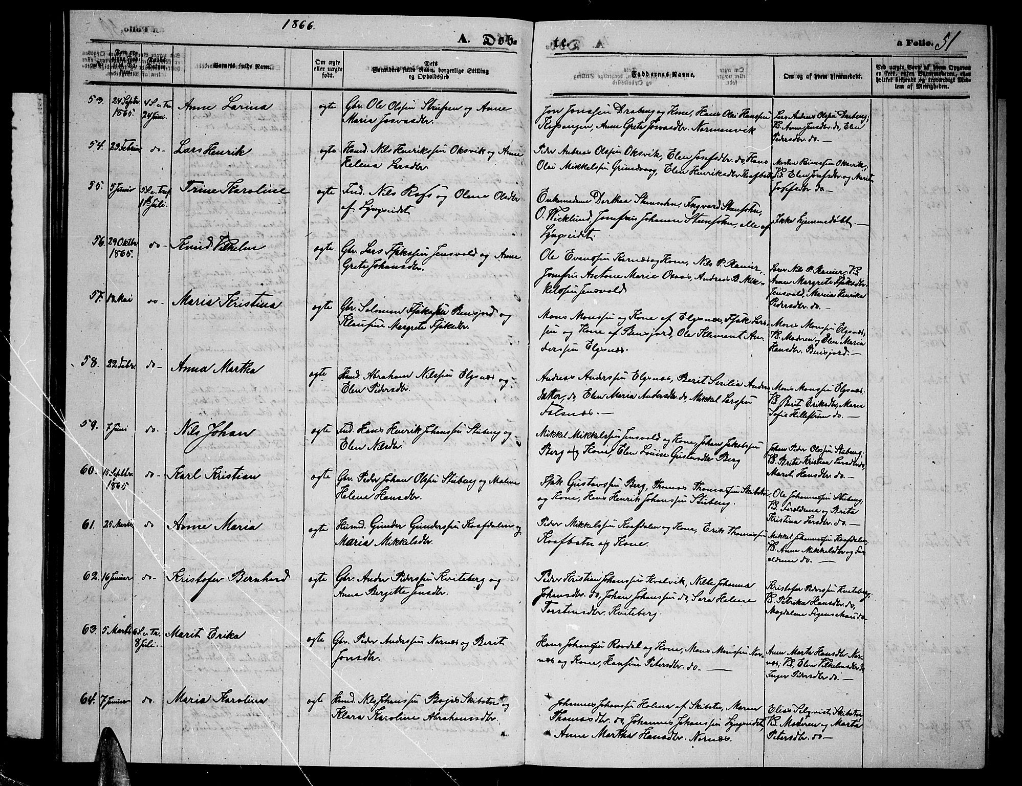 Lyngen sokneprestembete, AV/SATØ-S-1289/H/He/Heb/L0003klokker: Klokkerbok nr. 3, 1861-1867, s. 51