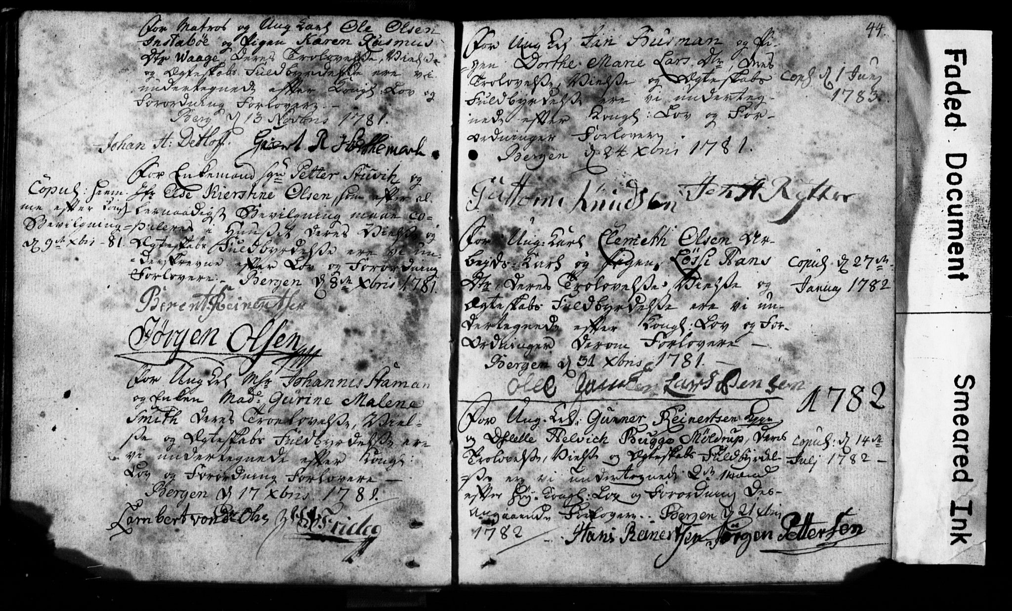 Korskirken sokneprestembete, SAB/A-76101: Forlovererklæringer nr. II.5.1, 1776-1816, s. 44