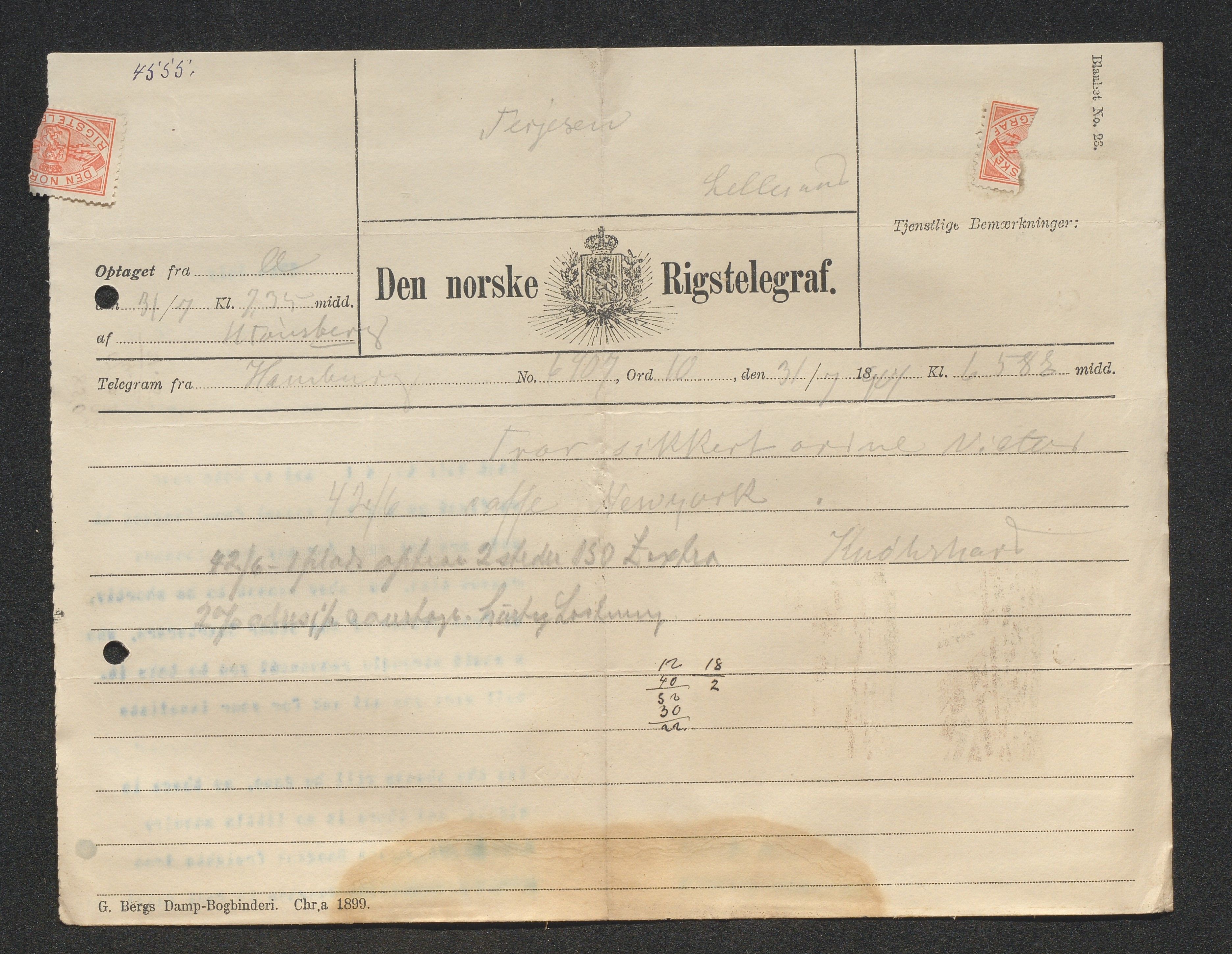 O. Terjesens rederi, AAKS/PA-2525/E/E01/L0009: Korrespondanse, 1901