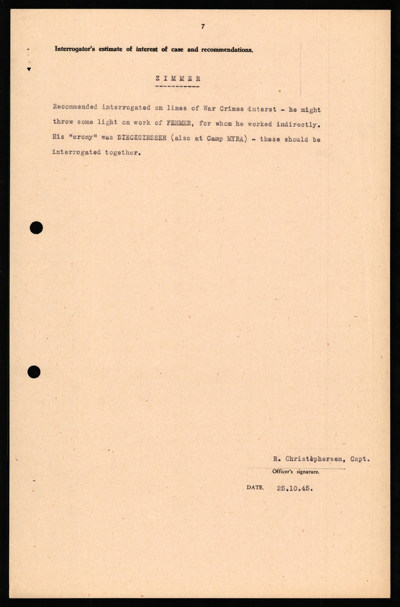 Forsvaret, Forsvarets overkommando II, AV/RA-RAFA-3915/D/Db/L0037: CI Questionaires. Tyske okkupasjonsstyrker i Norge. Tyskere., 1945-1946, s. 350