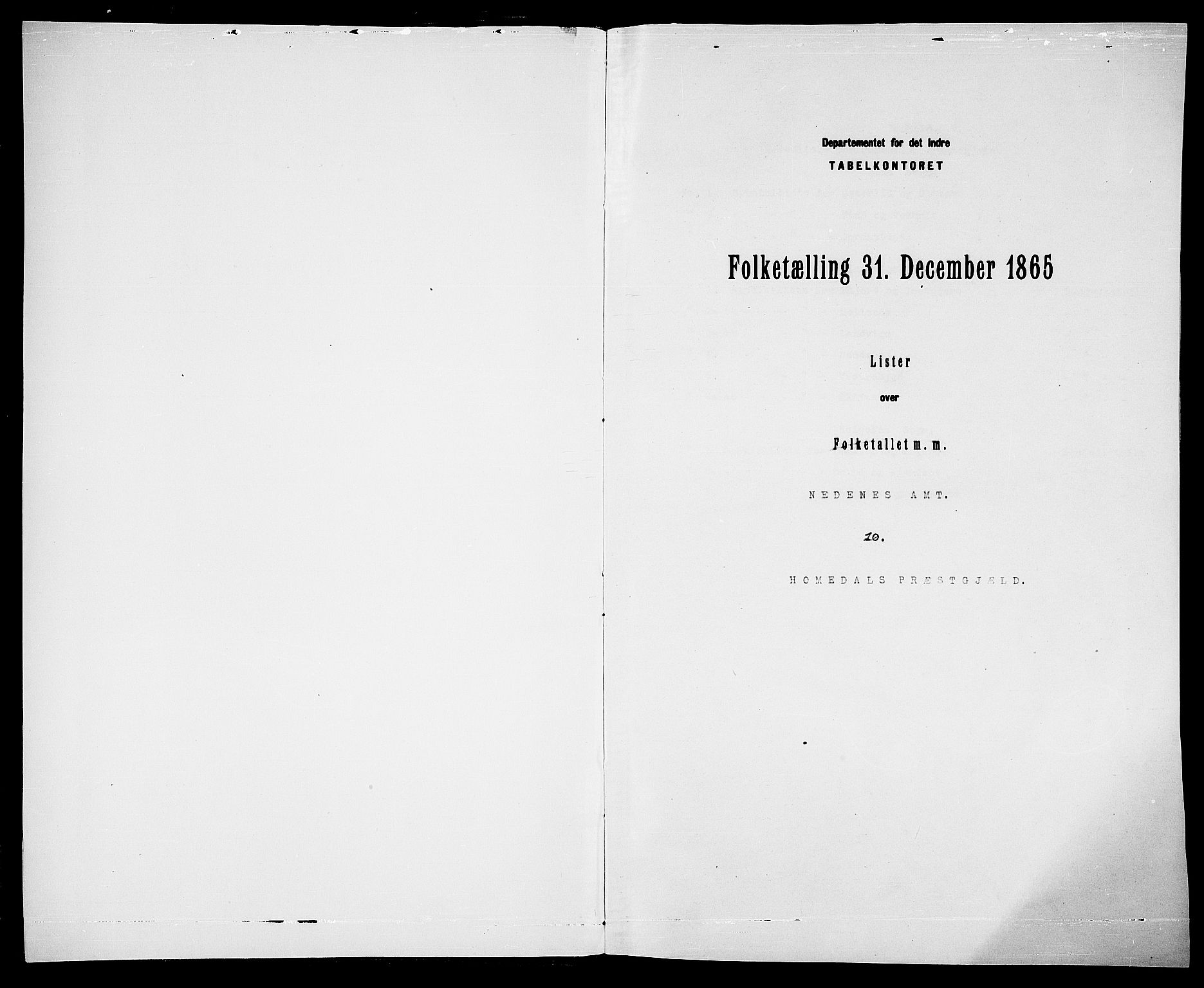 RA, Folketelling 1865 for 0924P Homedal prestegjeld, 1865, s. 3