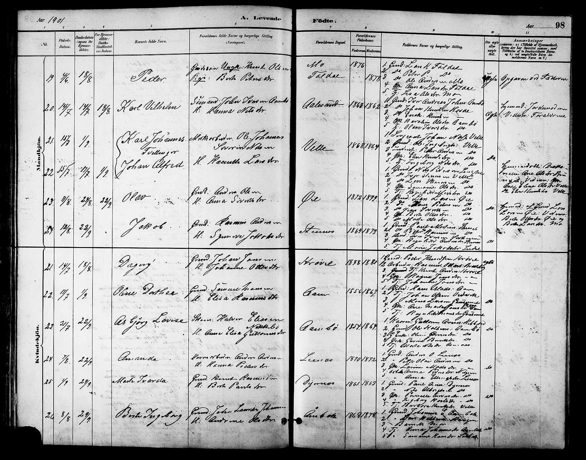 Ministerialprotokoller, klokkerbøker og fødselsregistre - Møre og Romsdal, AV/SAT-A-1454/513/L0189: Klokkerbok nr. 513C03, 1883-1904, s. 98