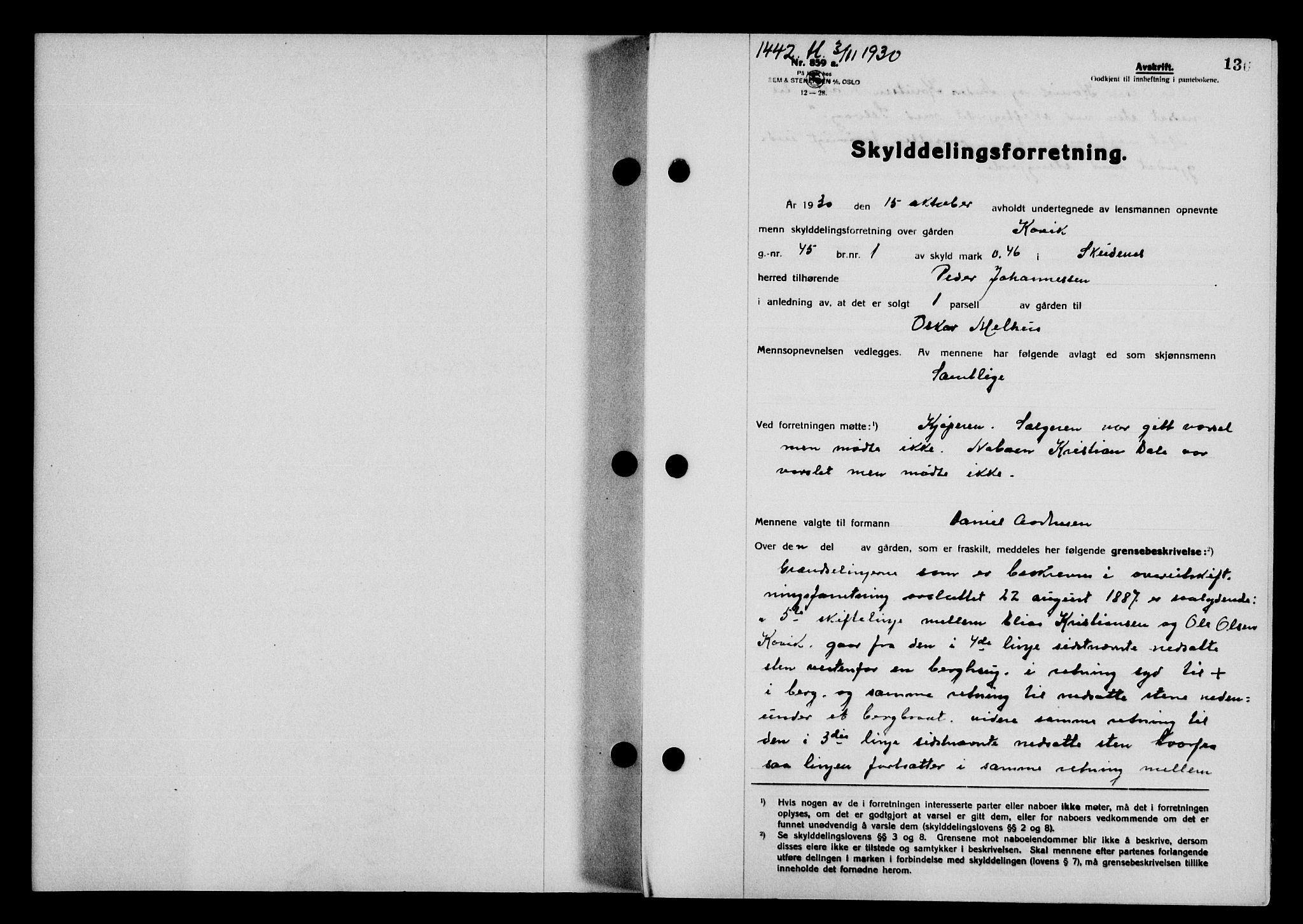 Karmsund sorenskriveri, SAST/A-100311/01/II/IIB/L0057: Pantebok nr. 38, 1930-1931, Tingl.dato: 03.11.1930