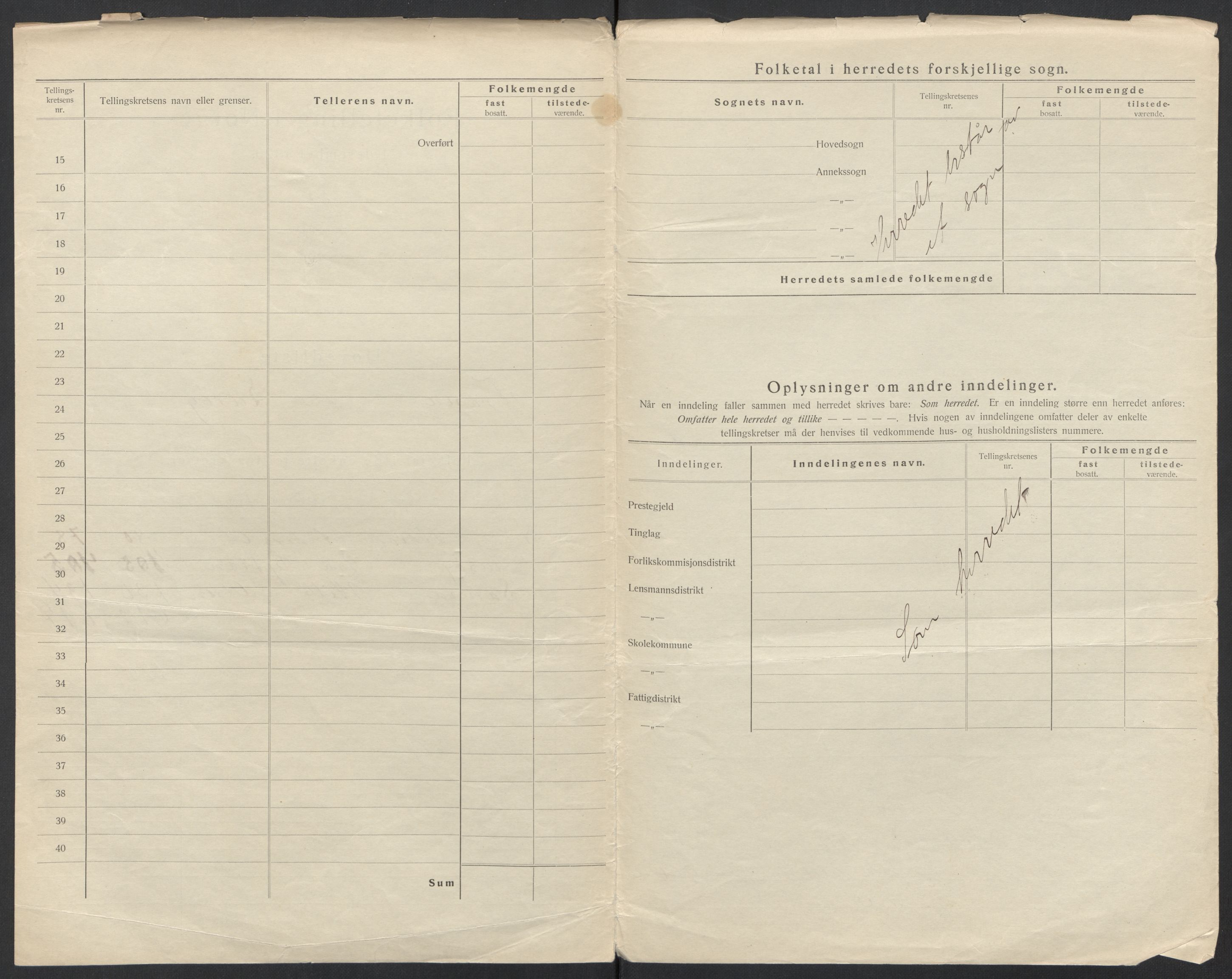 SAT, Folketelling 1920 for 1835 Træna herred, 1920, s. 5