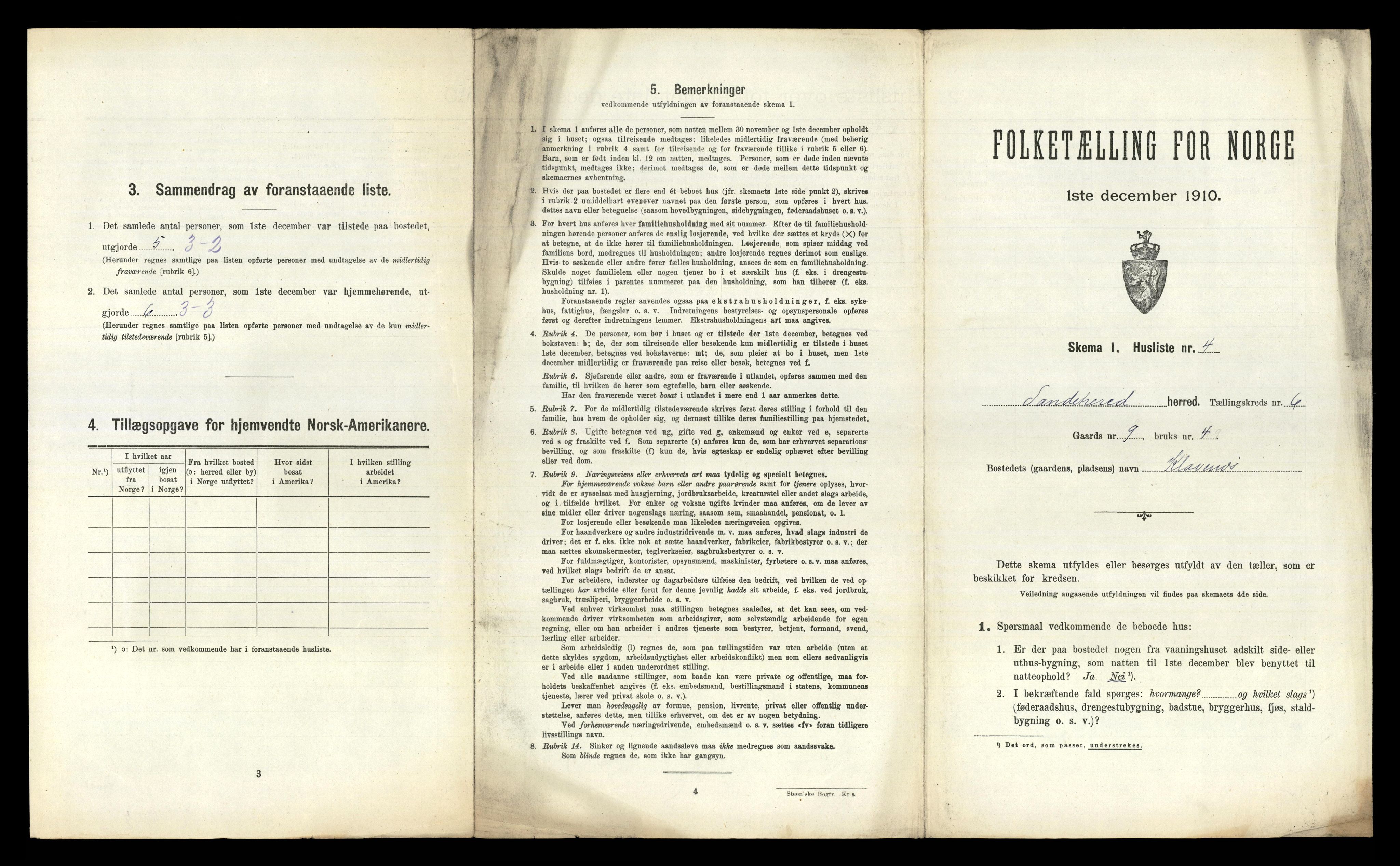 RA, Folketelling 1910 for 0724 Sandeherred herred, 1910, s. 1009