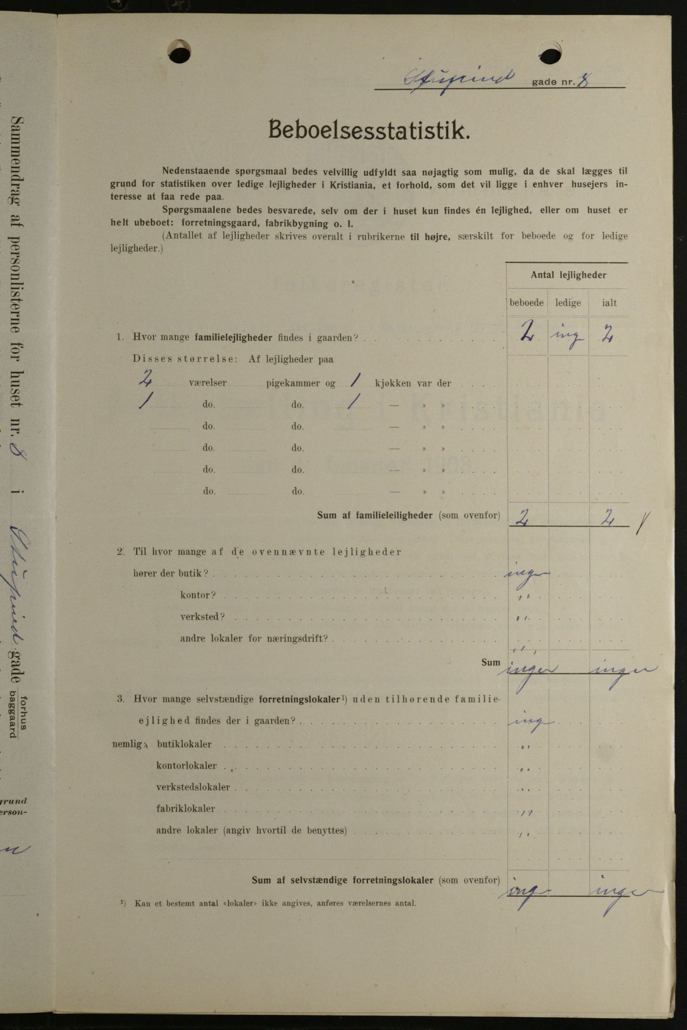 OBA, Kommunal folketelling 1.2.1908 for Kristiania kjøpstad, 1908, s. 94050