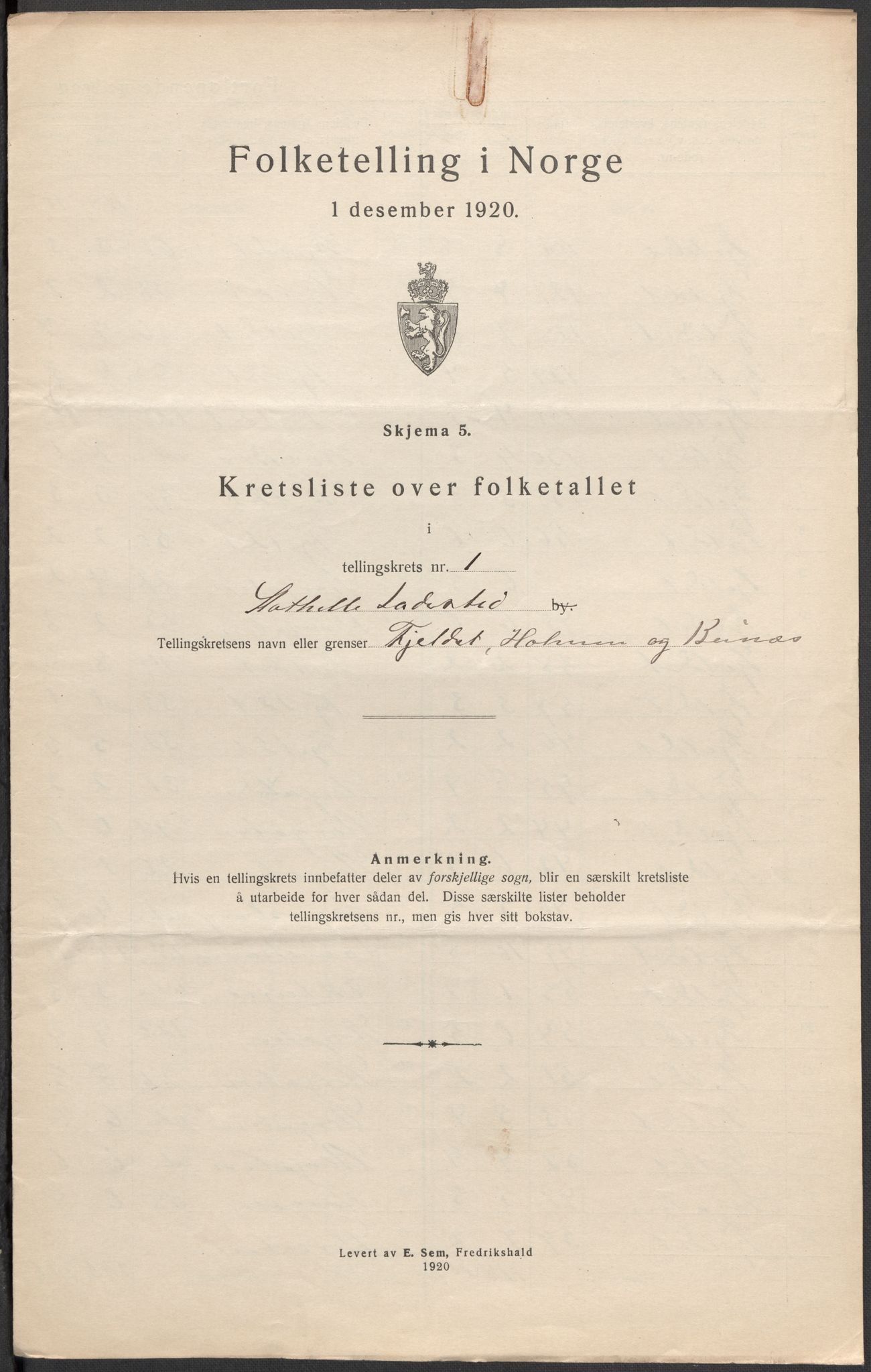 SAKO, Folketelling 1920 for 0803 Stathelle ladested, 1920, s. 3