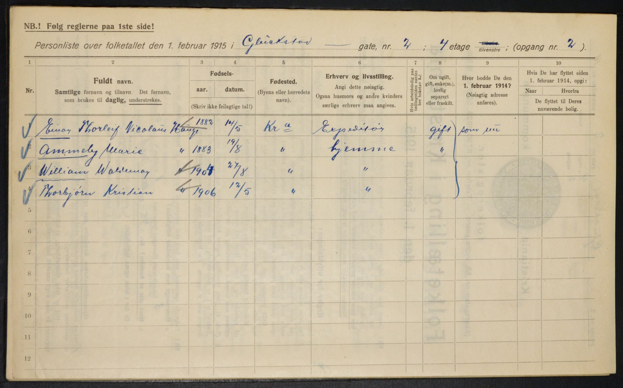 OBA, Kommunal folketelling 1.2.1915 for Kristiania, 1915, s. 29009