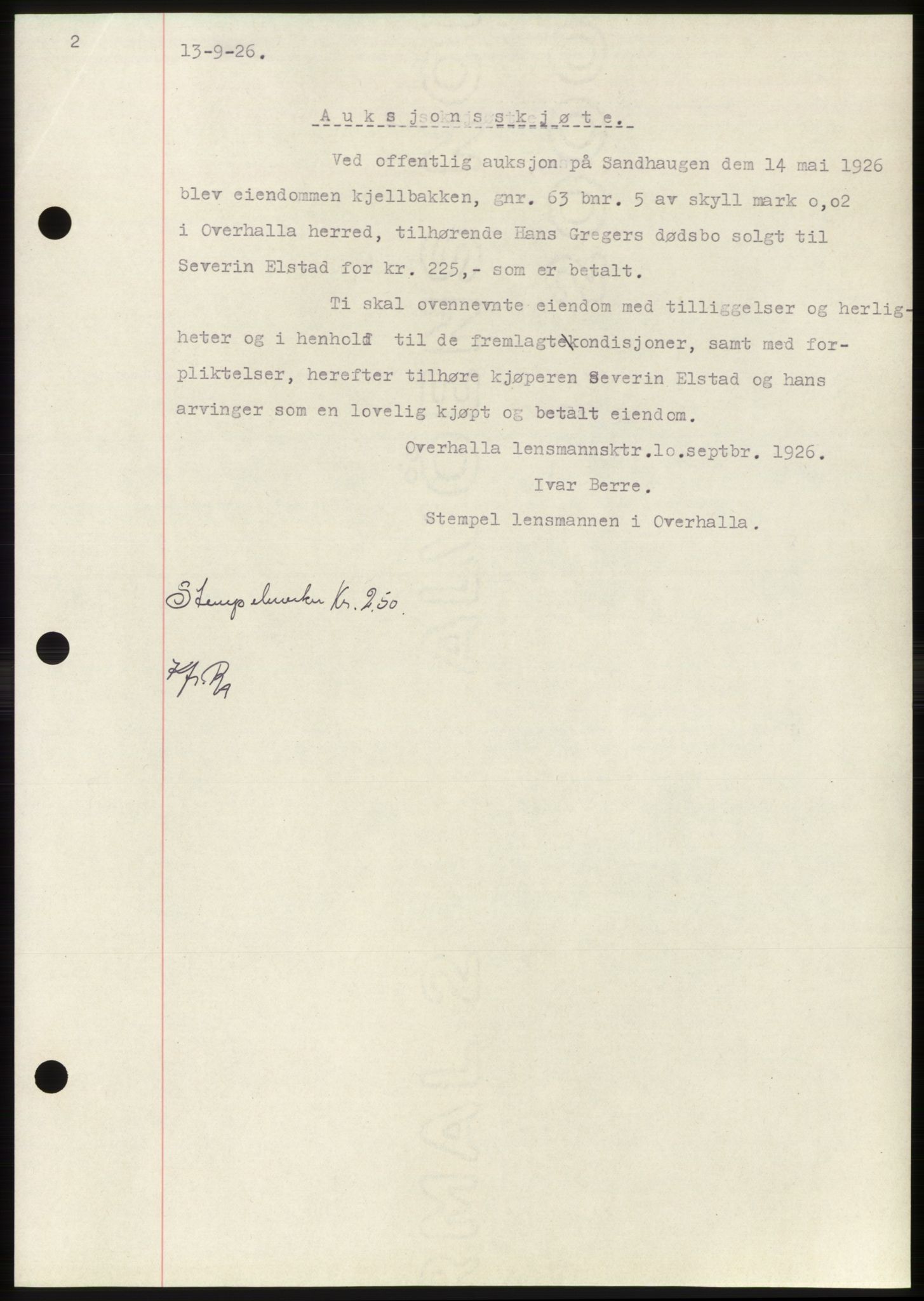 Namdal sorenskriveri, SAT/A-4133/1/2/2C: Pantebok nr. -, 1926-1930, Tingl.dato: 13.09.1926