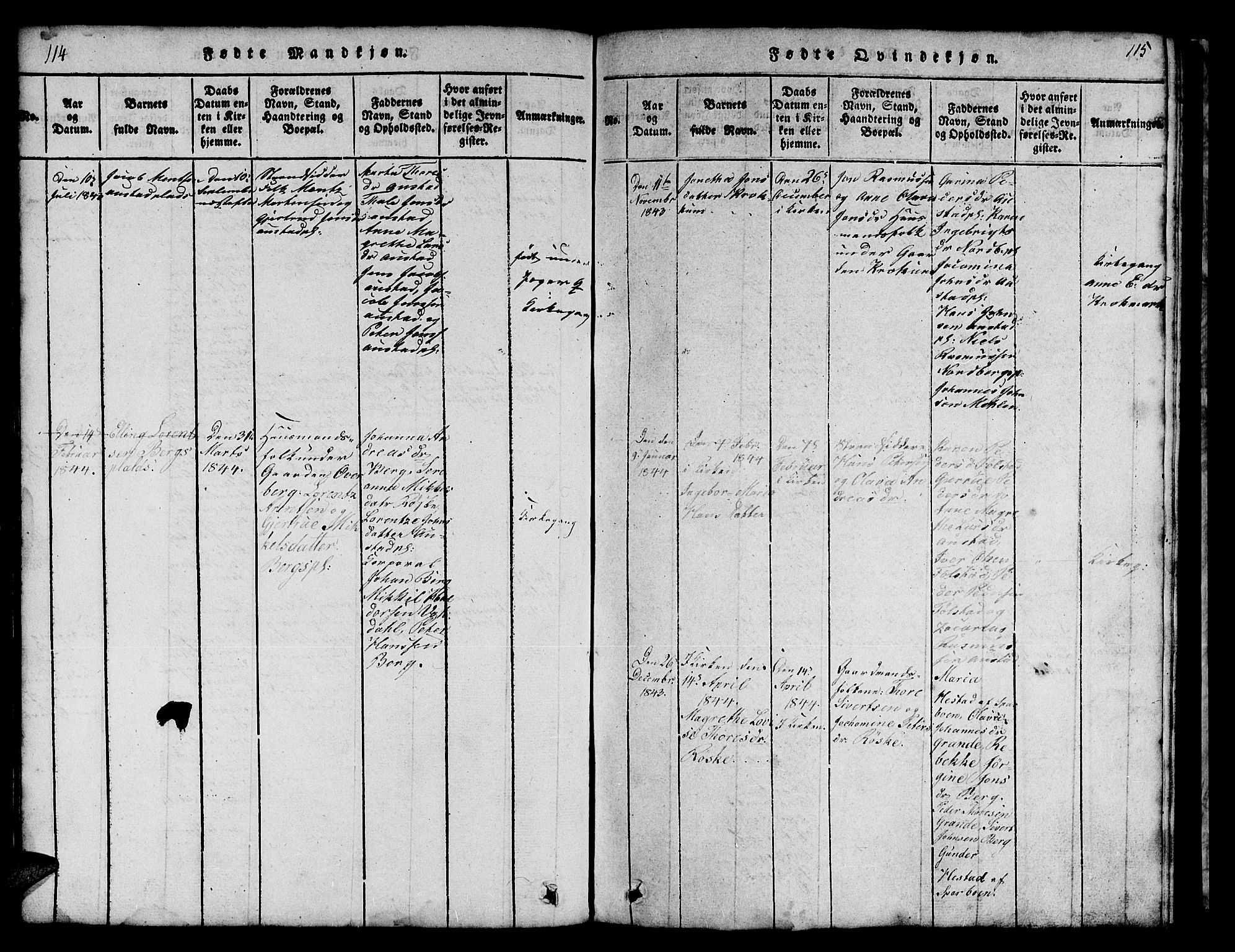 Ministerialprotokoller, klokkerbøker og fødselsregistre - Nord-Trøndelag, AV/SAT-A-1458/731/L0310: Klokkerbok nr. 731C01, 1816-1874, s. 114-115