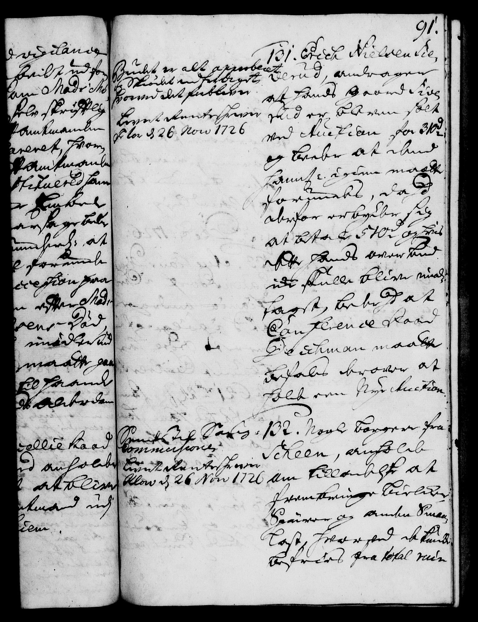 Rentekammeret, Kammerkanselliet, RA/EA-3111/G/Gh/Gha/L0009: Norsk ekstraktmemorialprotokoll (merket RK 53.54), 1726-1728, s. 91