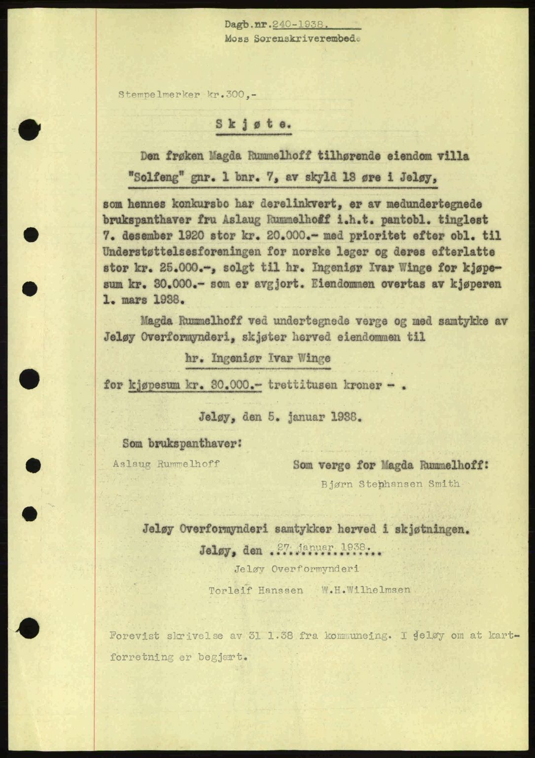 Moss sorenskriveri, SAO/A-10168: Pantebok nr. A3, 1937-1938, Dagboknr: 240/1938