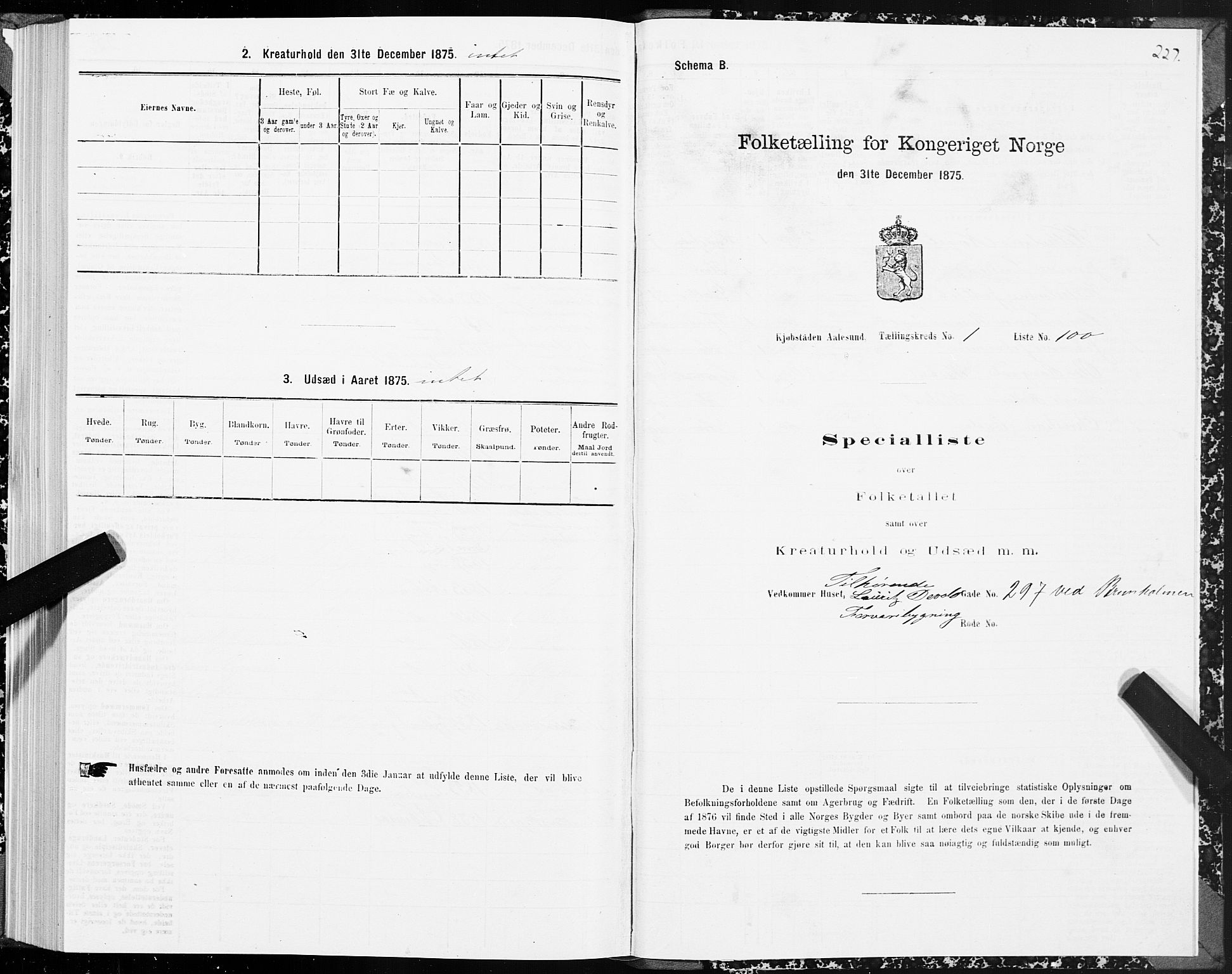 SAT, Folketelling 1875 for 1501P Ålesund prestegjeld, 1875, s. 1227