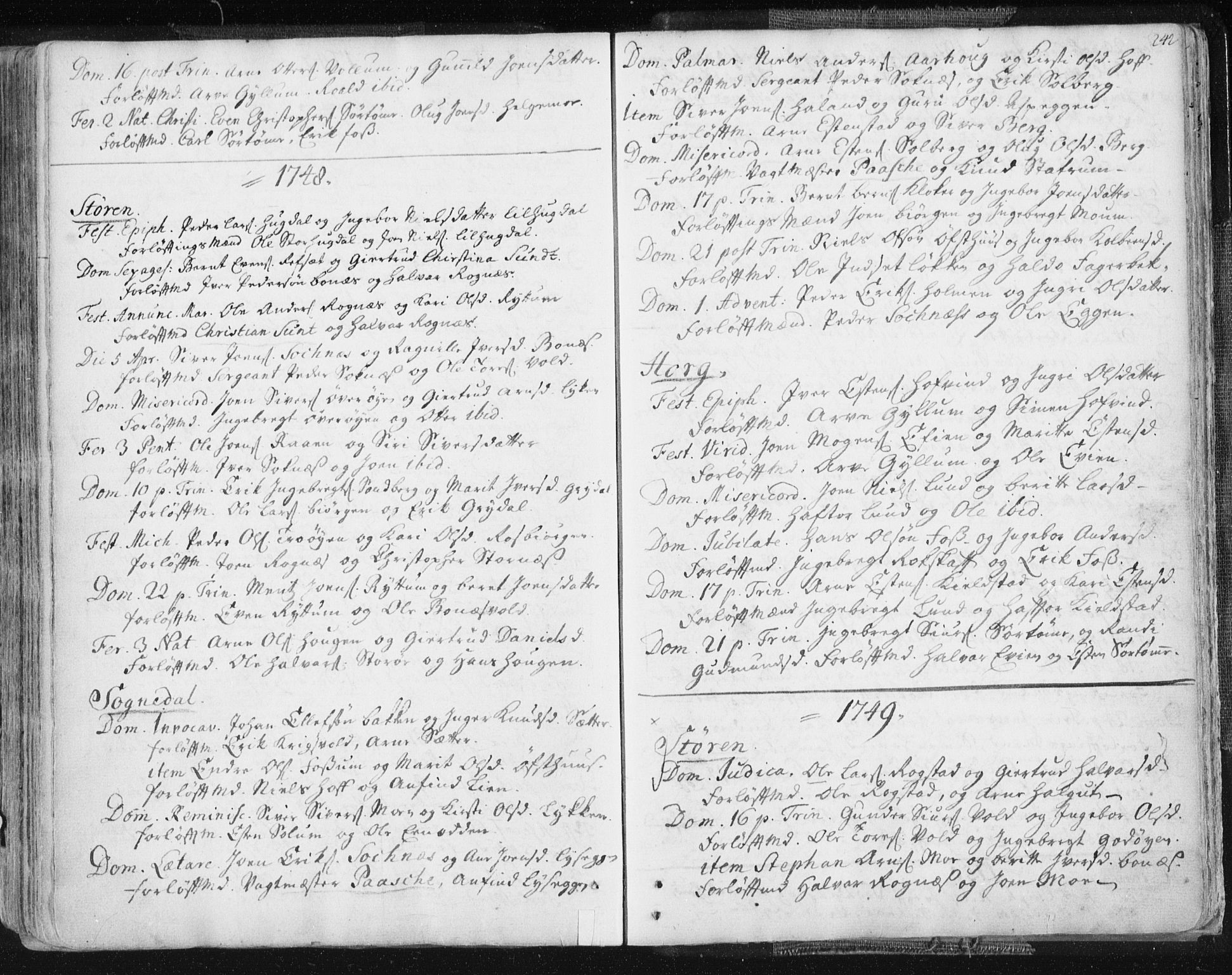 Ministerialprotokoller, klokkerbøker og fødselsregistre - Sør-Trøndelag, AV/SAT-A-1456/687/L0991: Ministerialbok nr. 687A02, 1747-1790, s. 242