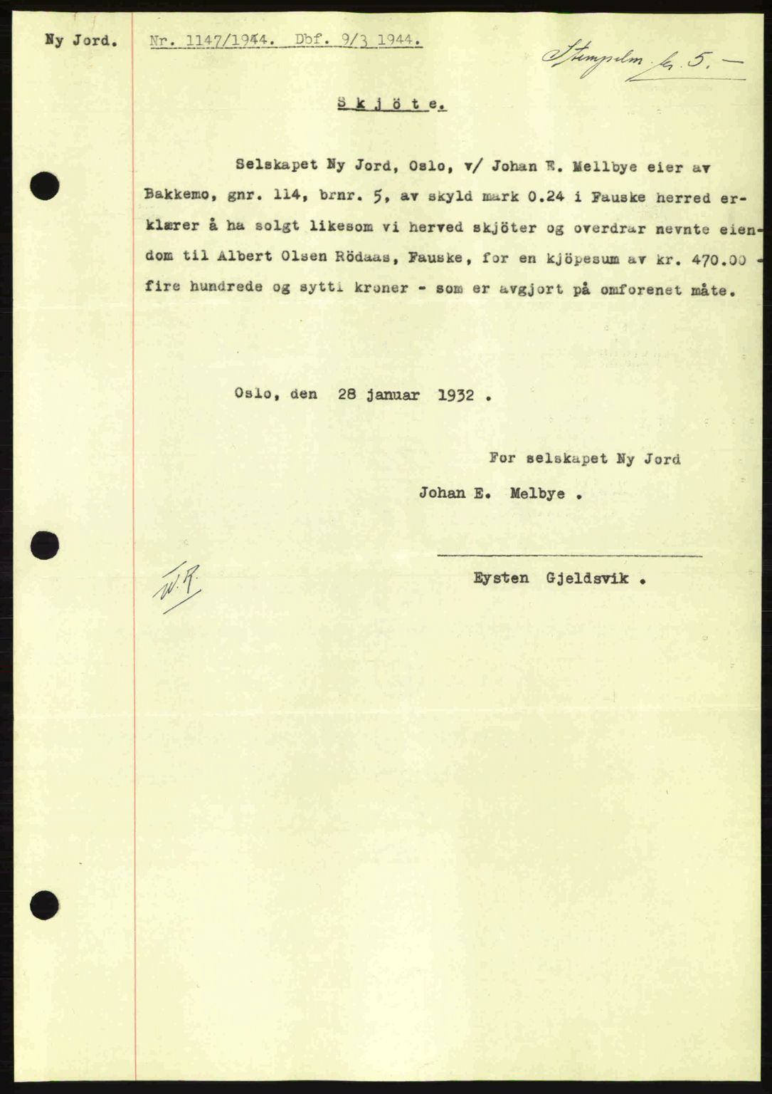 Salten sorenskriveri, SAT/A-4578/1/2/2C: Pantebok nr. A14-15, 1943-1945, Dagboknr: 1137/1944
