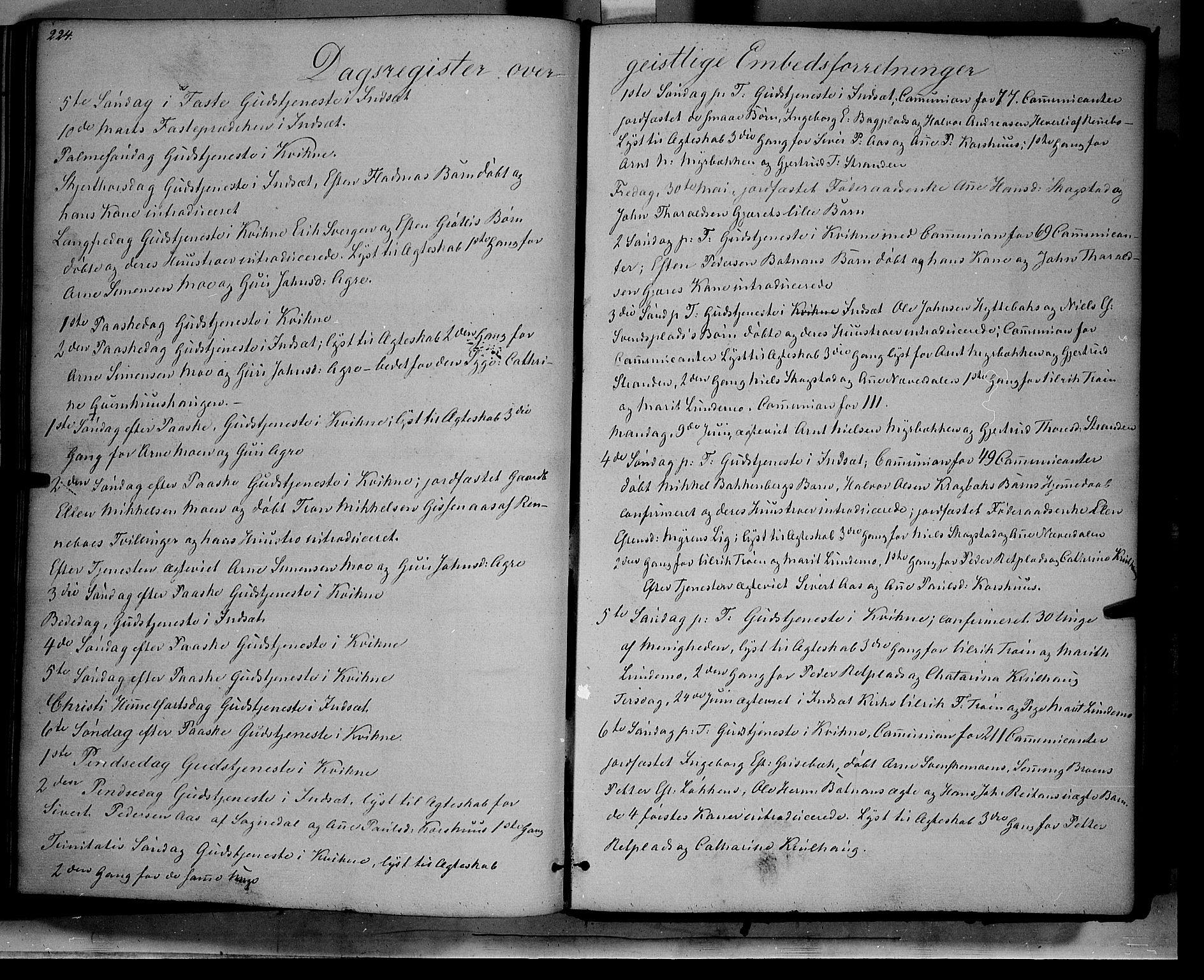 Kvikne prestekontor, AV/SAH-PREST-064/H/Ha/Haa/L0005: Ministerialbok nr. 5, 1841-1862, s. 224