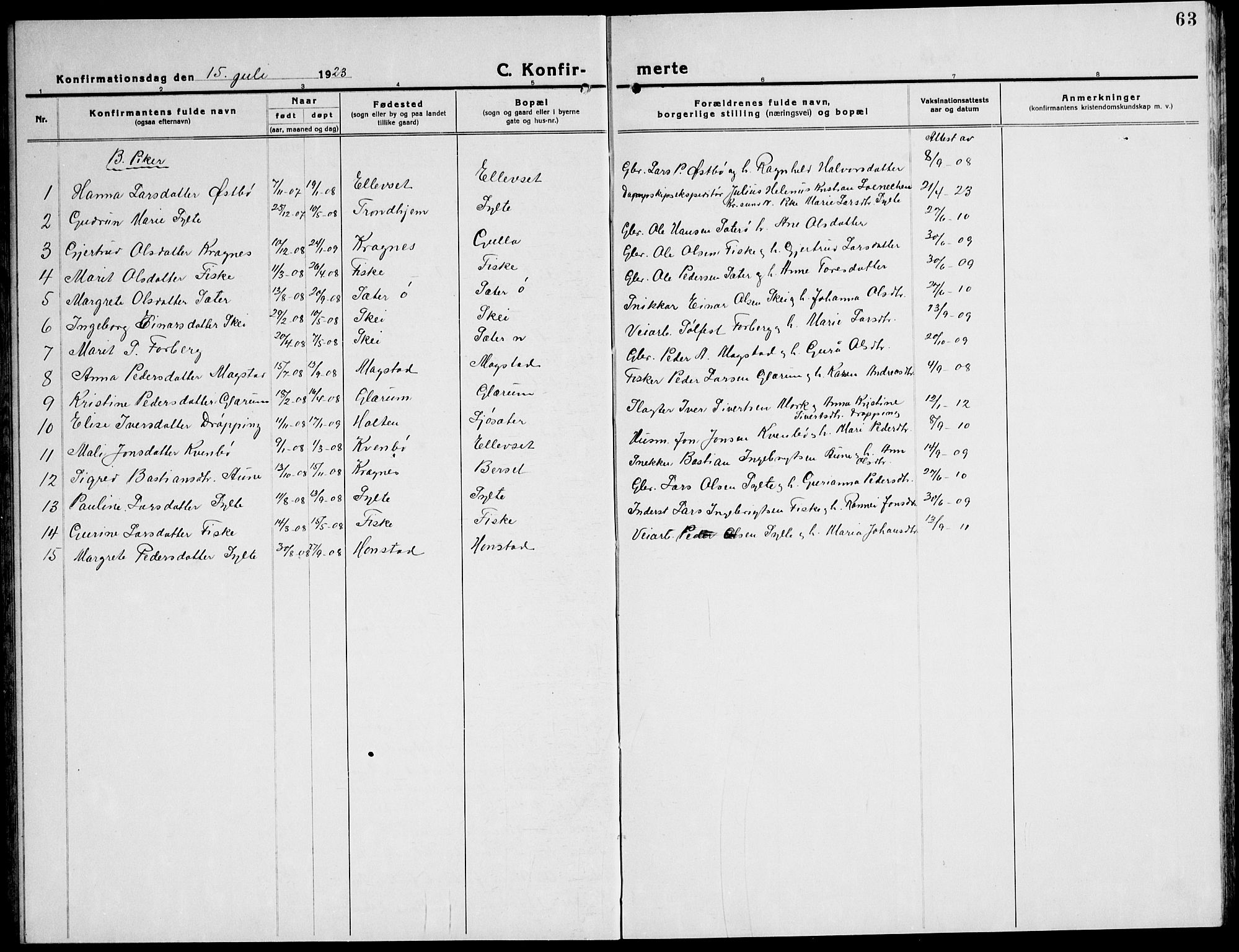 Ministerialprotokoller, klokkerbøker og fødselsregistre - Møre og Romsdal, AV/SAT-A-1454/596/L1060: Klokkerbok nr. 596C03, 1923-1944, s. 63