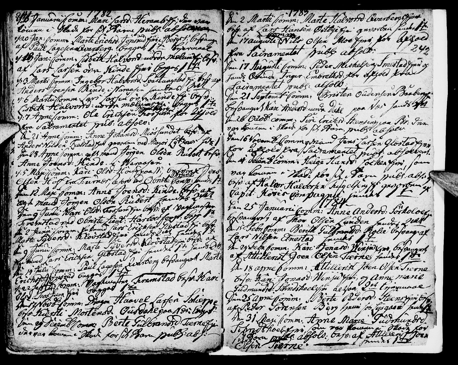 Ringsaker prestekontor, AV/SAH-PREST-014/I/Ia/L0005/0003: Kladd til kirkebok nr. 5.3, 1780-1784, s. 241-242