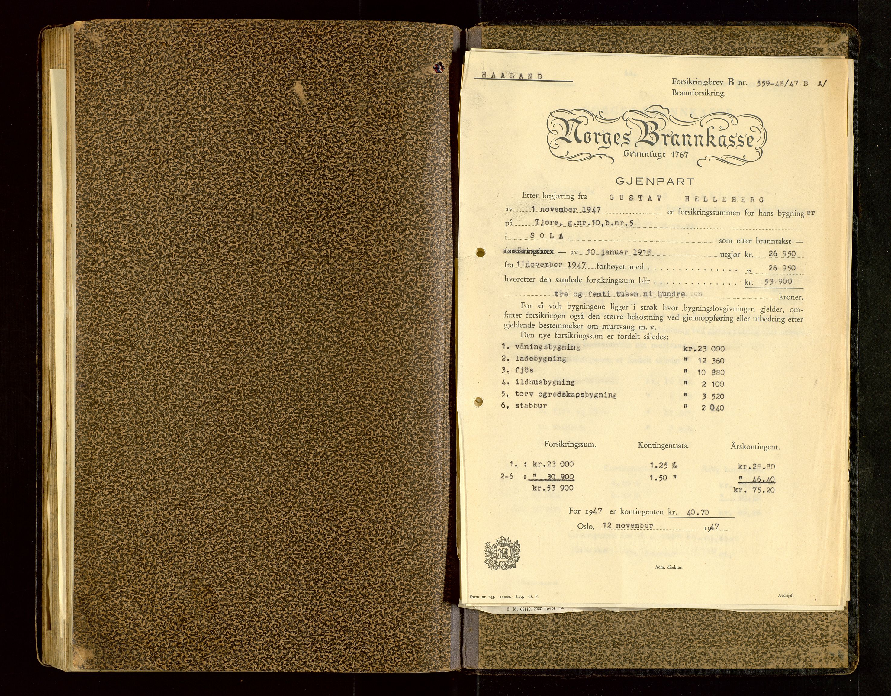 Håland lensmannskontor, SAST/A-100100/Go/L0003: Branntakstprotokoll  for lensmannen i Håland. Register i boken., 1917-1919