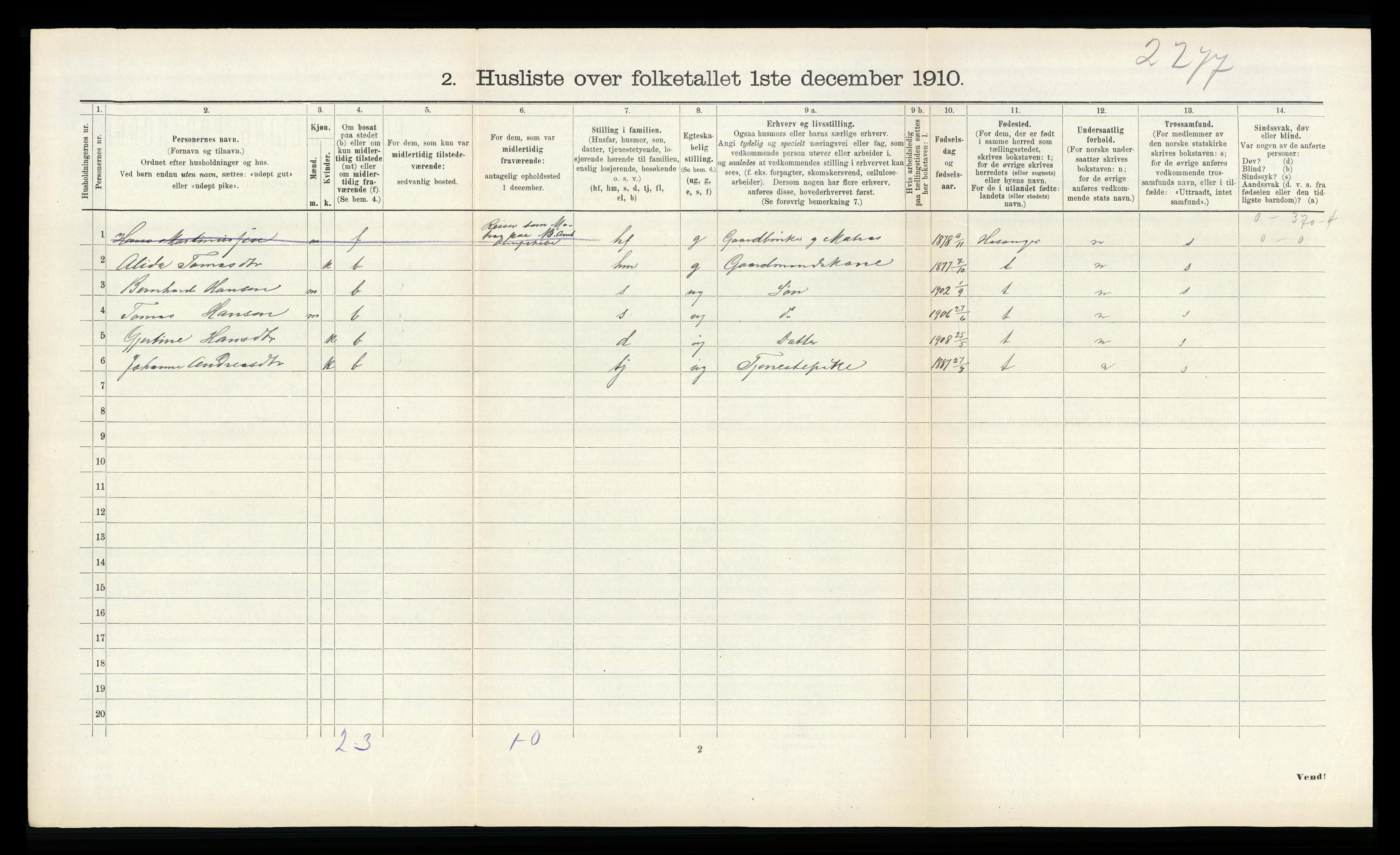 RA, Folketelling 1910 for 1412 Solund herred, 1910, s. 472