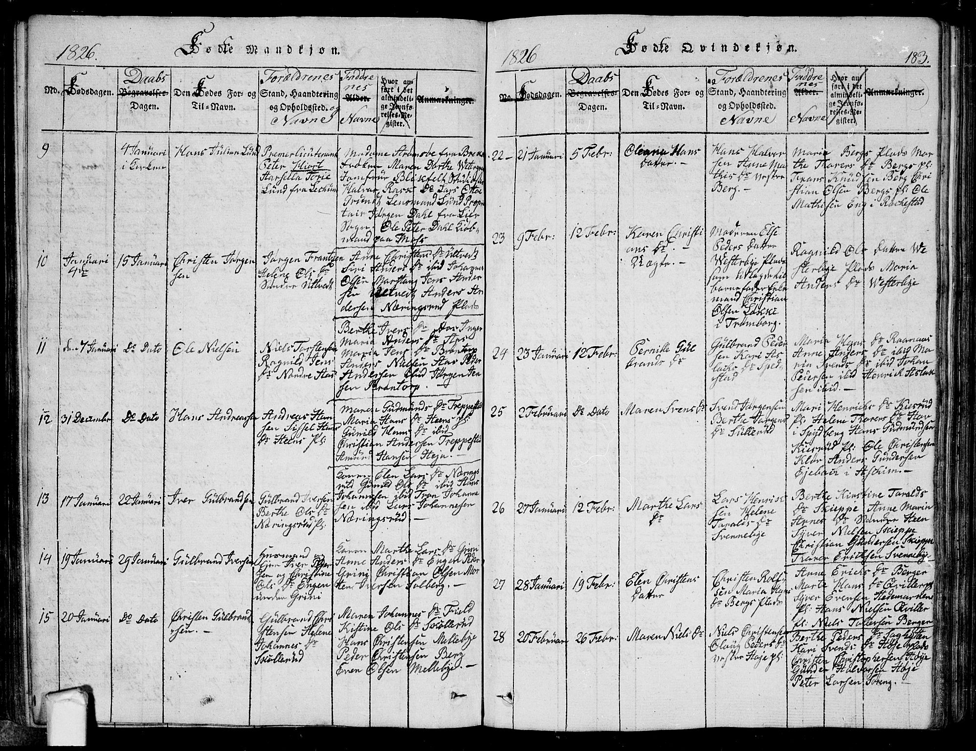 Eidsberg prestekontor Kirkebøker, AV/SAO-A-10905/G/Ga/L0001: Klokkerbok nr. I 1, 1814-1831, s. 183