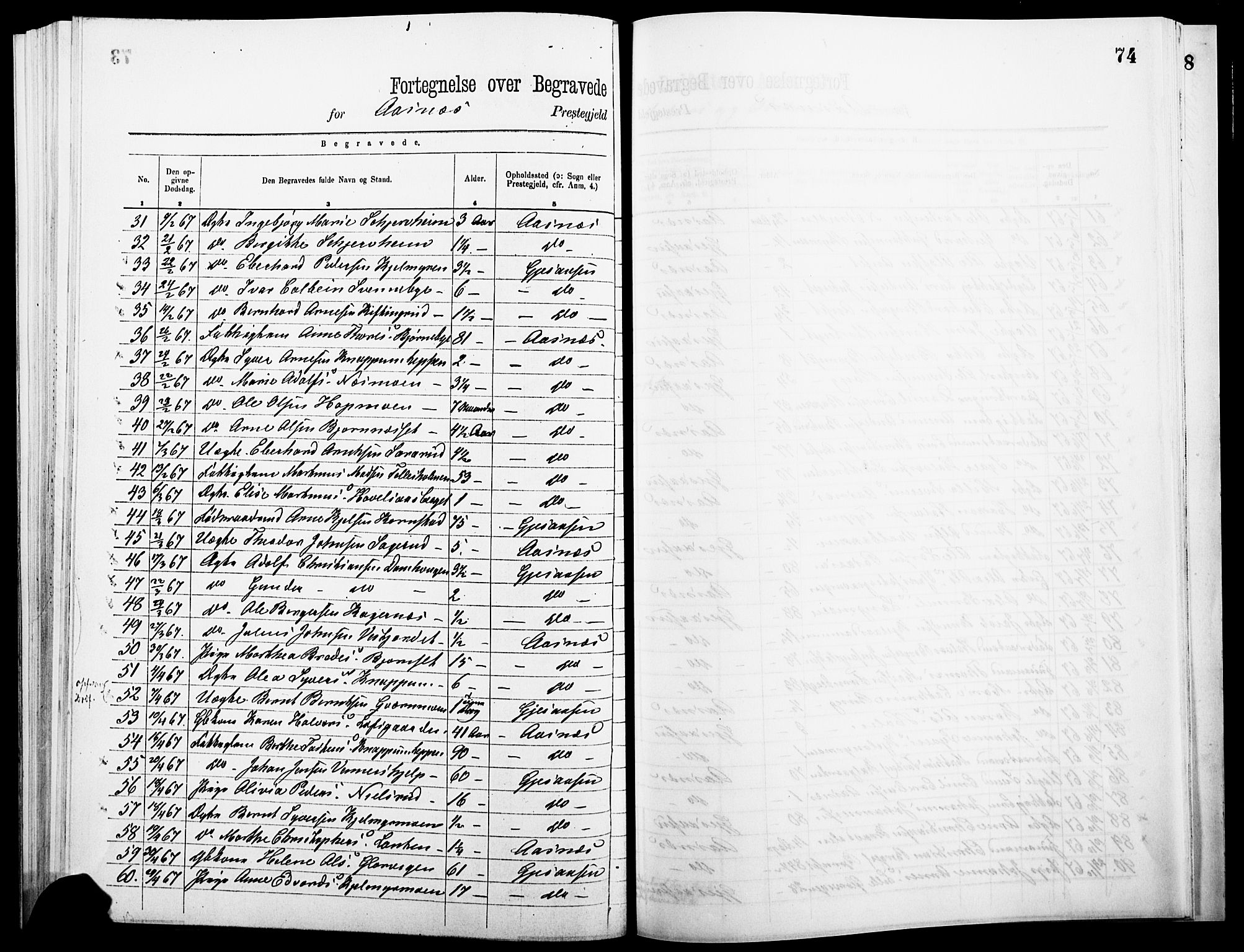 Åsnes prestekontor, AV/SAH-PREST-042/H/Ha/Haa/L0000A: Ministerialbok, 1866-1872, s. 74