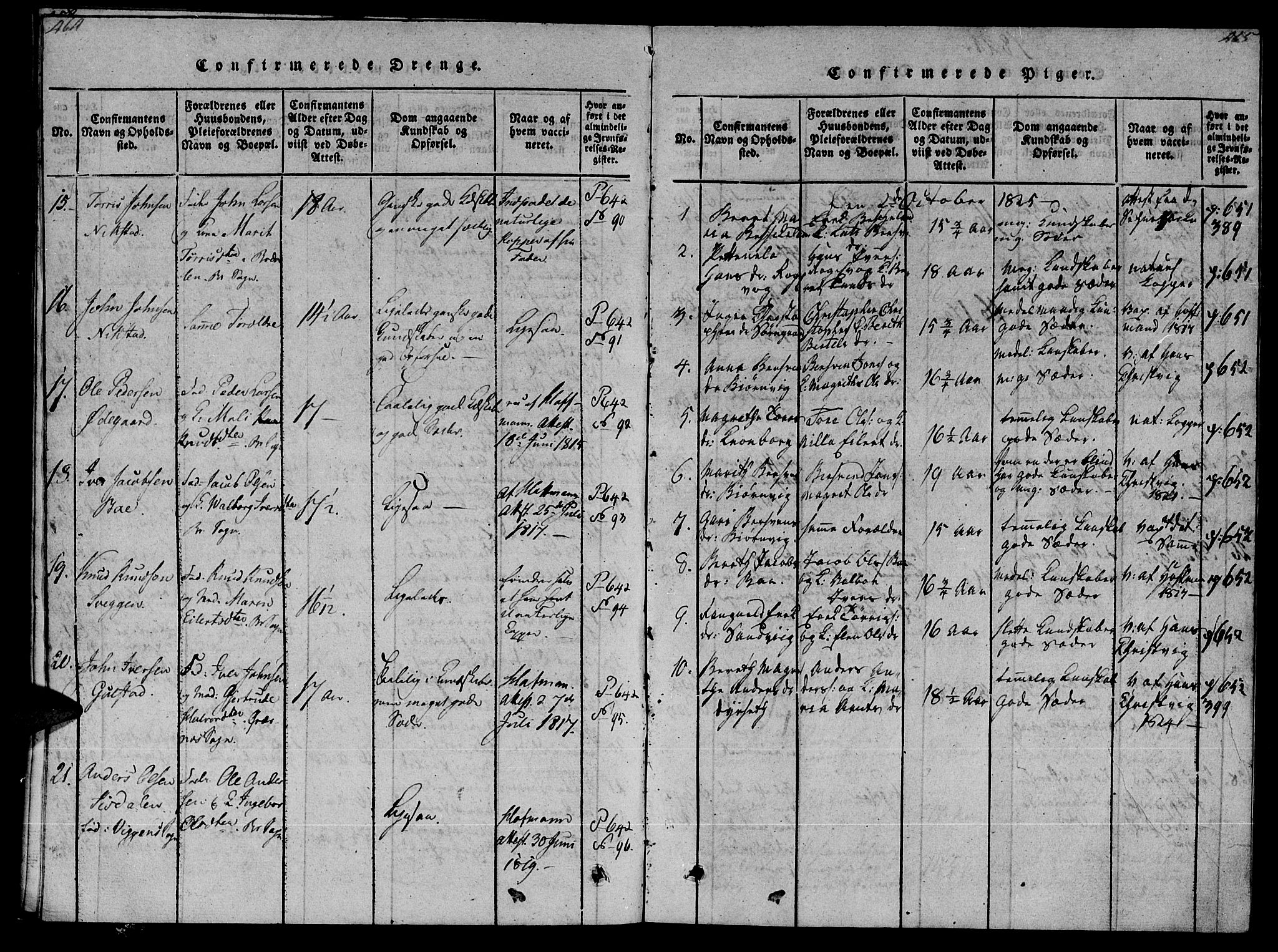 Ministerialprotokoller, klokkerbøker og fødselsregistre - Møre og Romsdal, AV/SAT-A-1454/569/L0818: Ministerialbok nr. 569A04, 1820-1828, s. 464-465