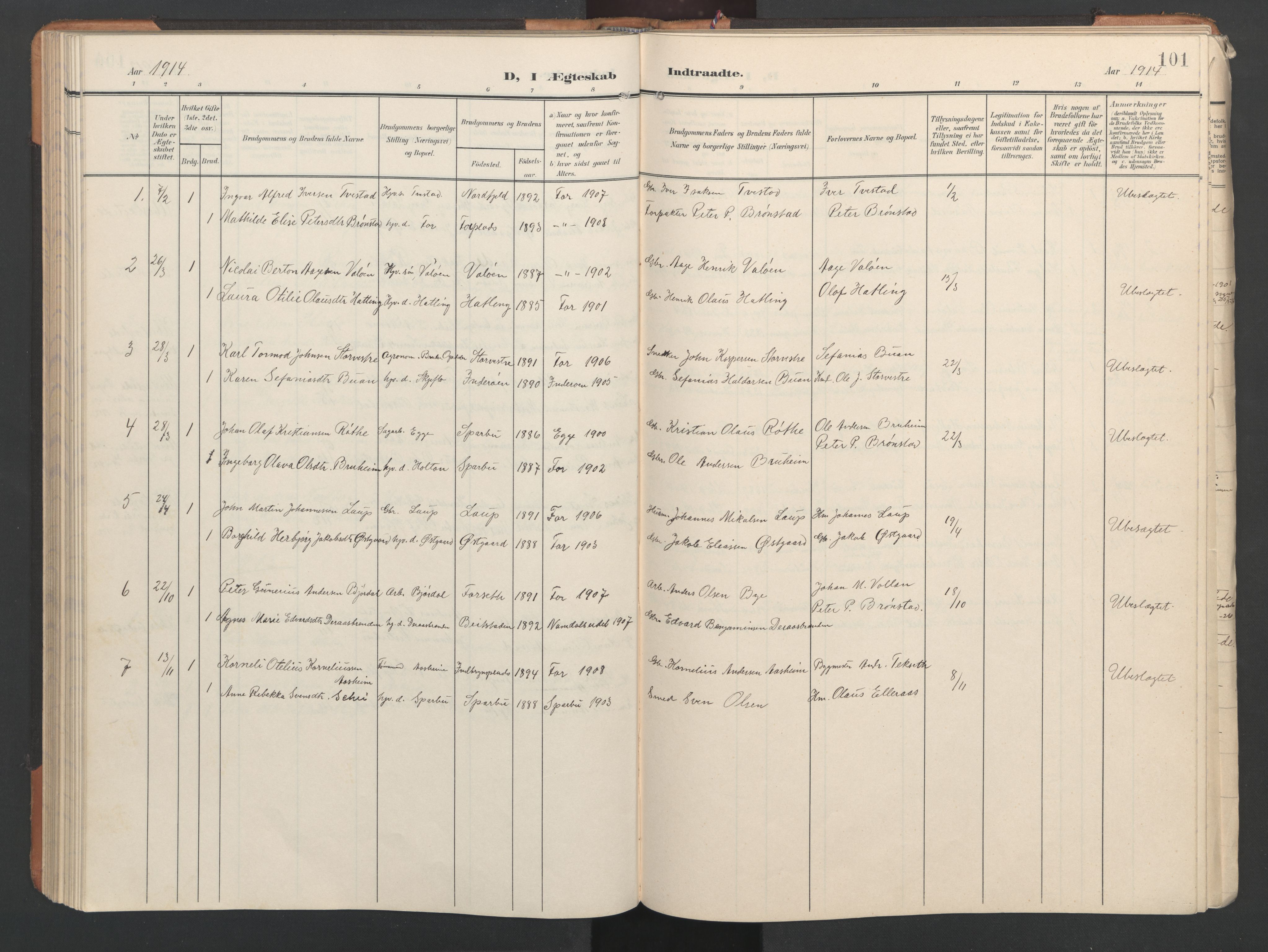 Ministerialprotokoller, klokkerbøker og fødselsregistre - Nord-Trøndelag, AV/SAT-A-1458/746/L0455: Klokkerbok nr. 746C01, 1908-1933, s. 101