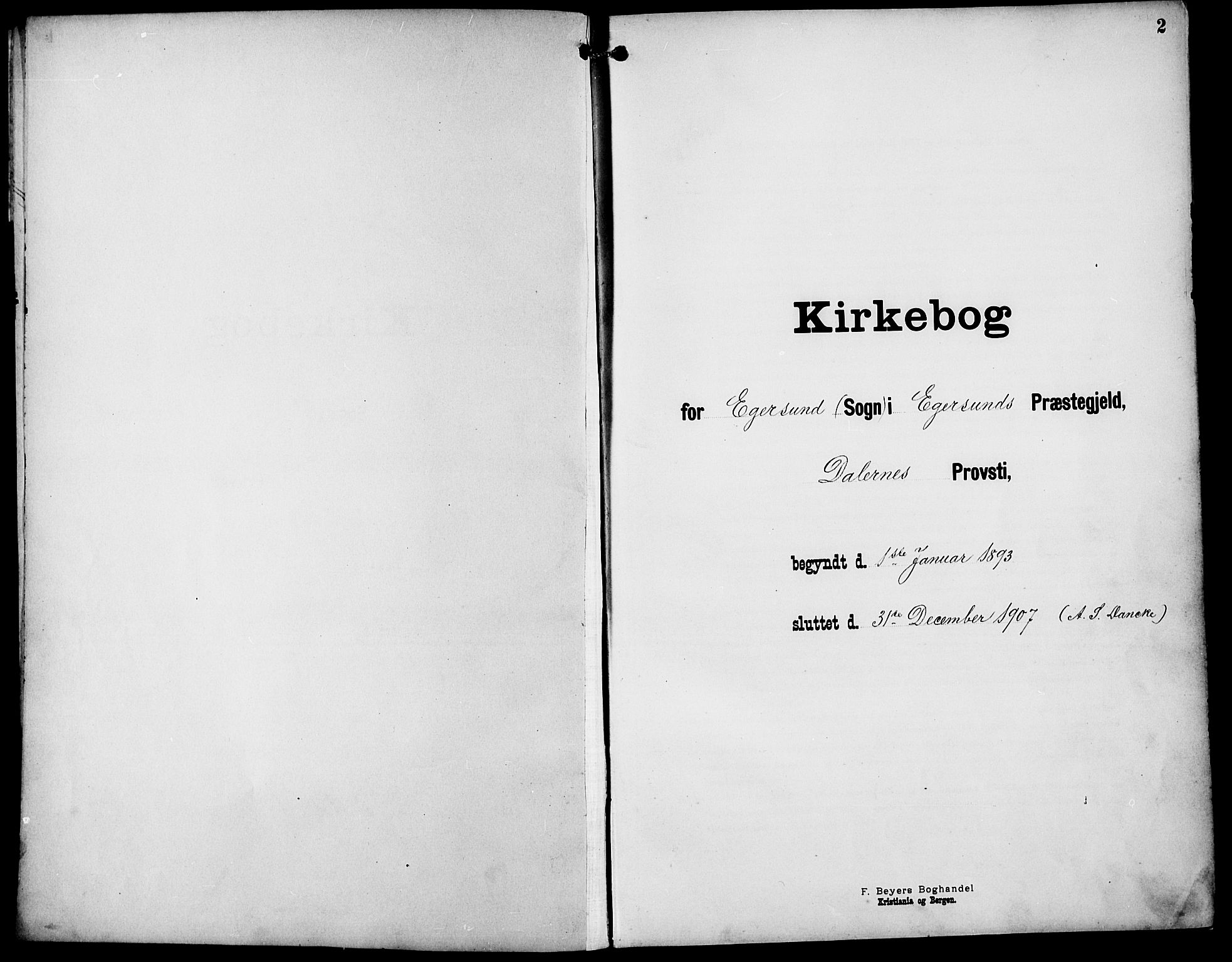 Eigersund sokneprestkontor, SAST/A-101807/S09/L0010: Klokkerbok nr. B 10, 1893-1907, s. 2