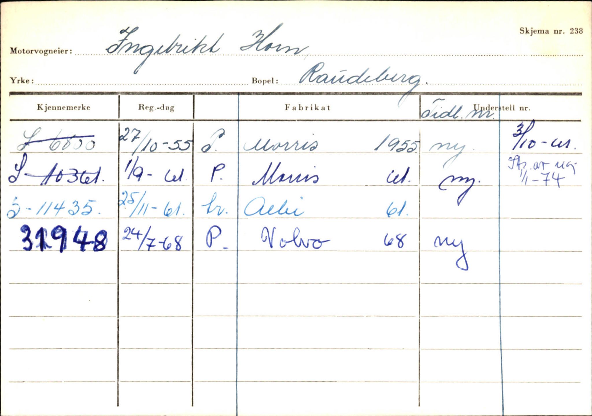 Statens vegvesen, Sogn og Fjordane vegkontor, SAB/A-5301/4/F/L0144: Registerkort Vågsøy A-R, 1945-1975, s. 1141