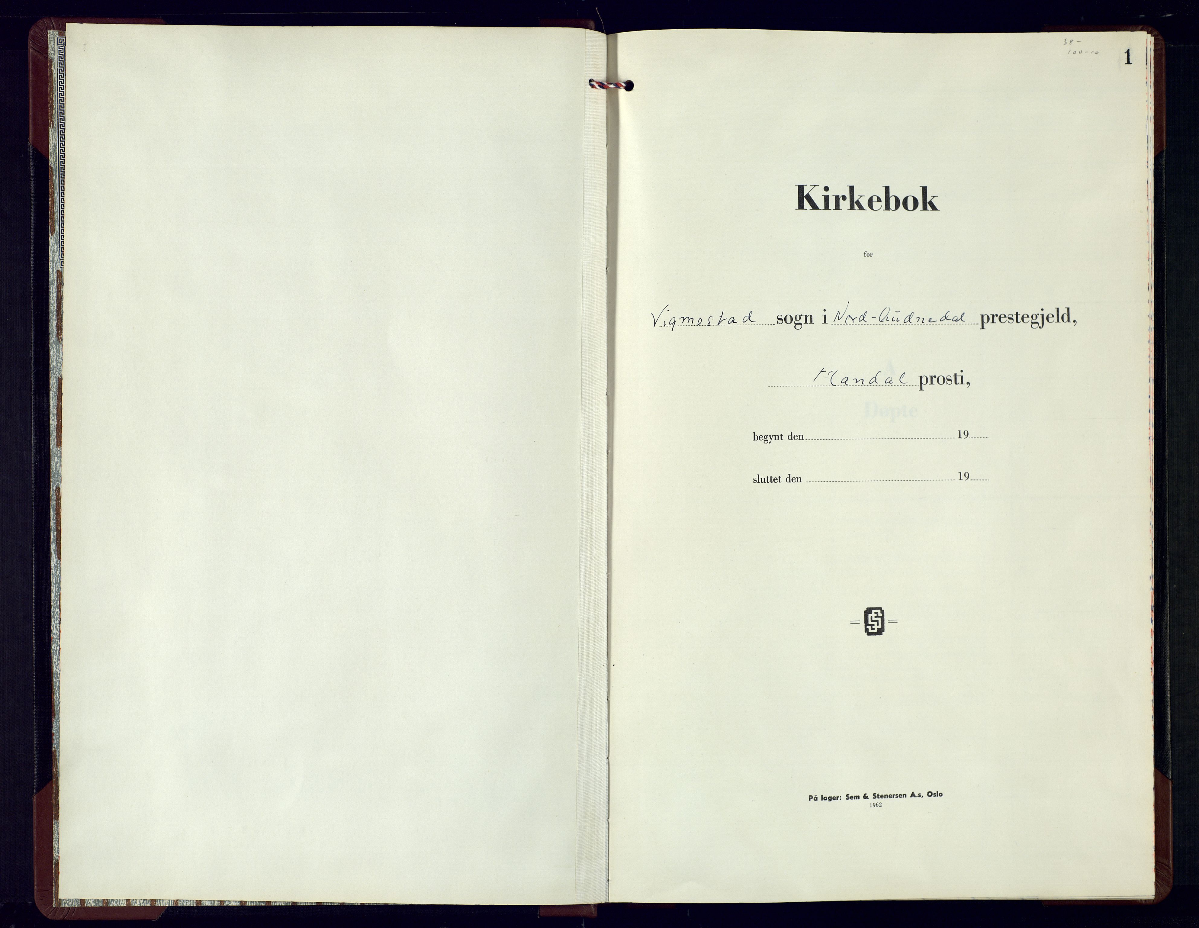Nord-Audnedal sokneprestkontor, SAK/1111-0032/F/Fb/Fbb/L0008: Klokkerbok nr. B-8, 1964-1970, s. 1