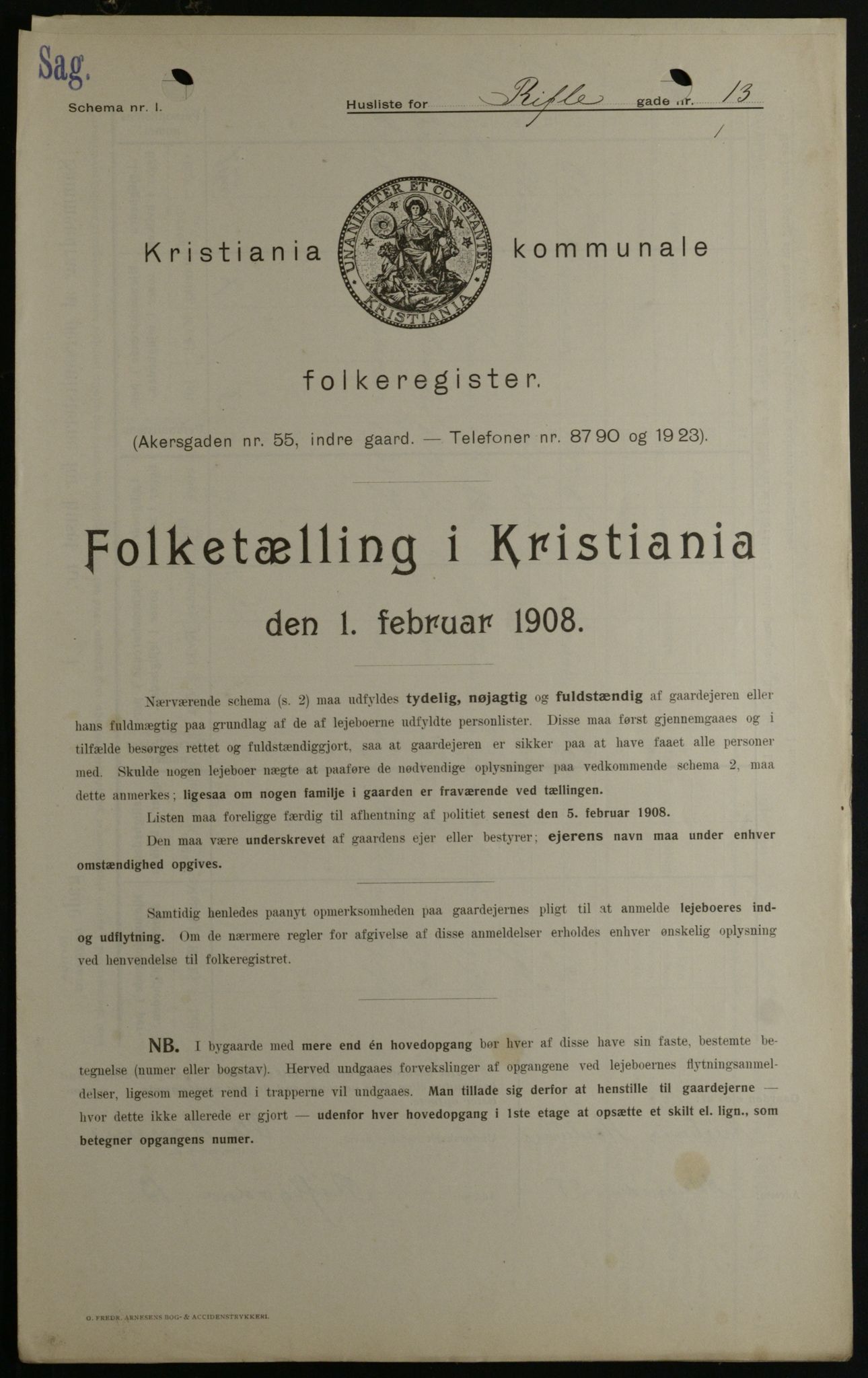 OBA, Kommunal folketelling 1.2.1908 for Kristiania kjøpstad, 1908, s. 74737