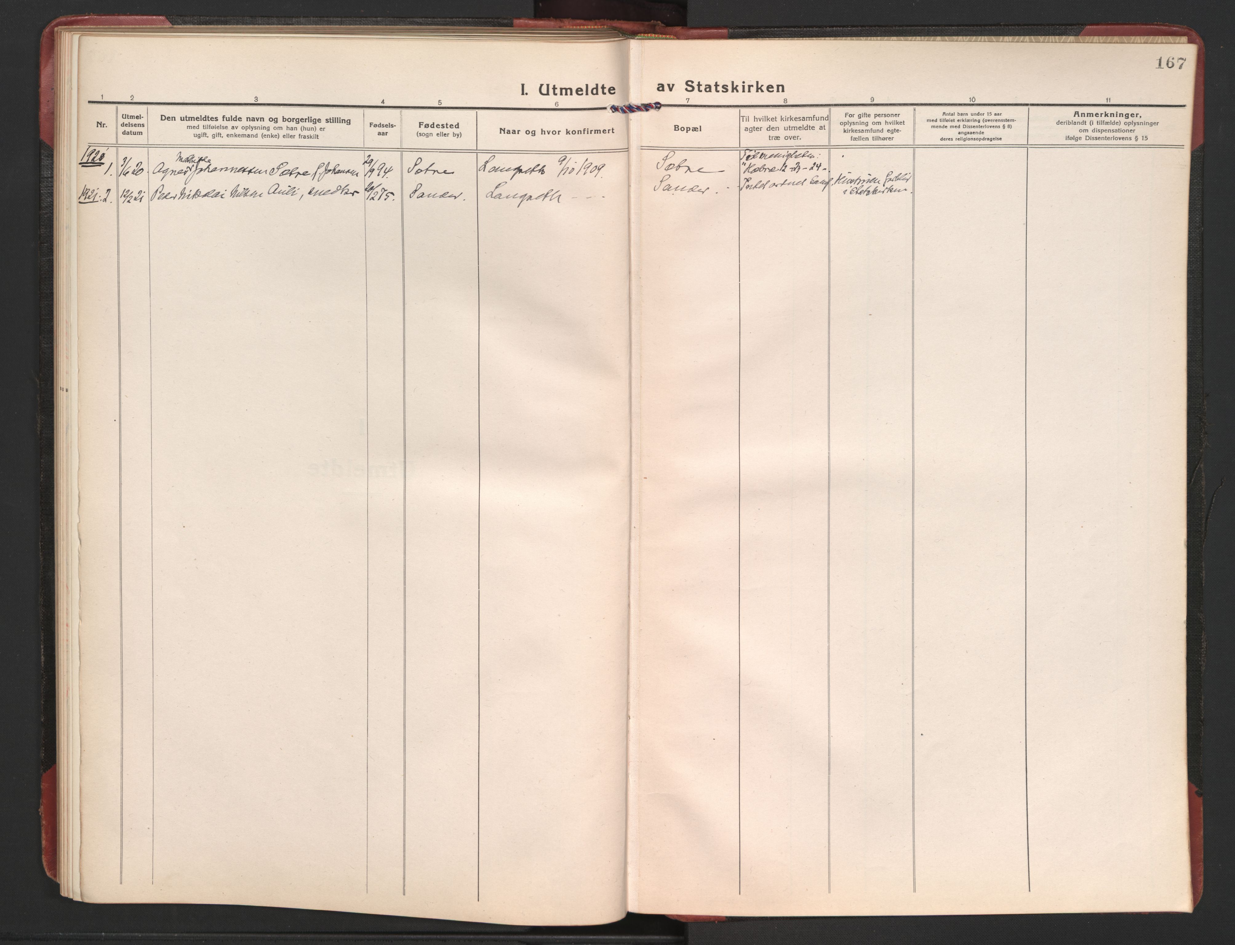 Eidsvoll prestekontor Kirkebøker, AV/SAO-A-10888/F/Fb/L0005: Ministerialbok nr. II 5, 1920-1923, s. 167