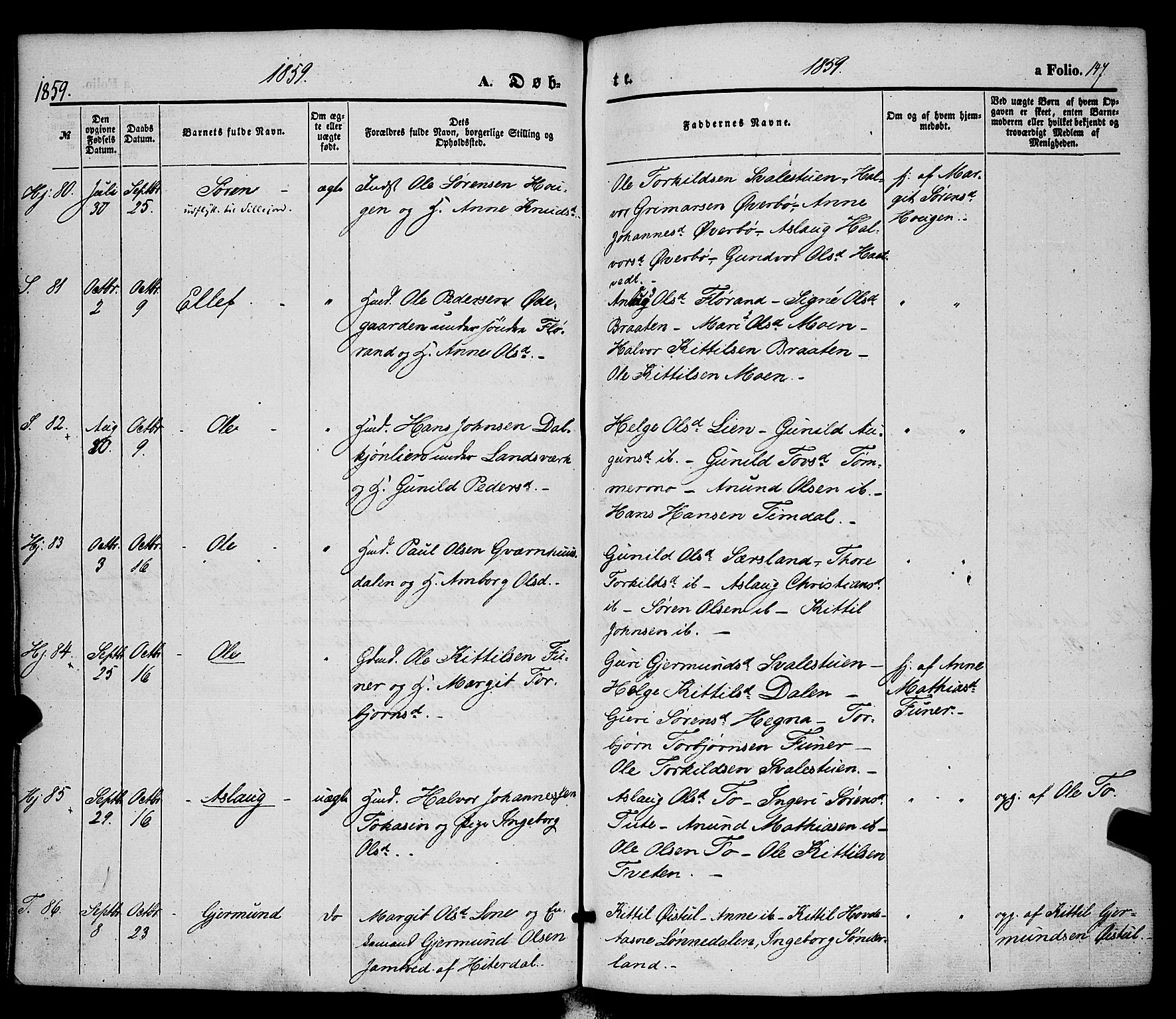 Hjartdal kirkebøker, AV/SAKO-A-270/F/Fa/L0008: Ministerialbok nr. I 8, 1844-1859, s. 147