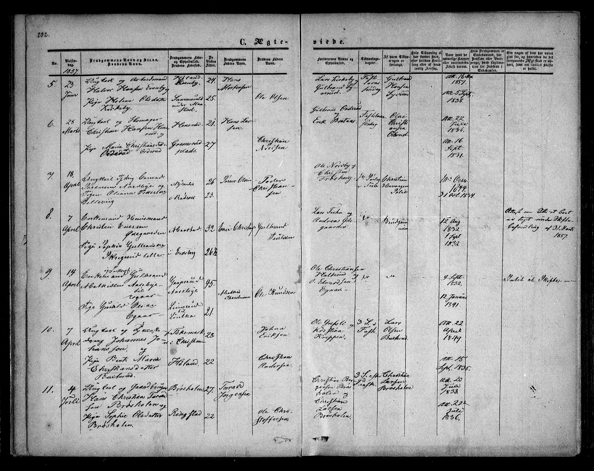 Trøgstad prestekontor Kirkebøker, AV/SAO-A-10925/F/Fa/L0008.b: Ministerialbok nr. I 8B, 1855-1864, s. 232