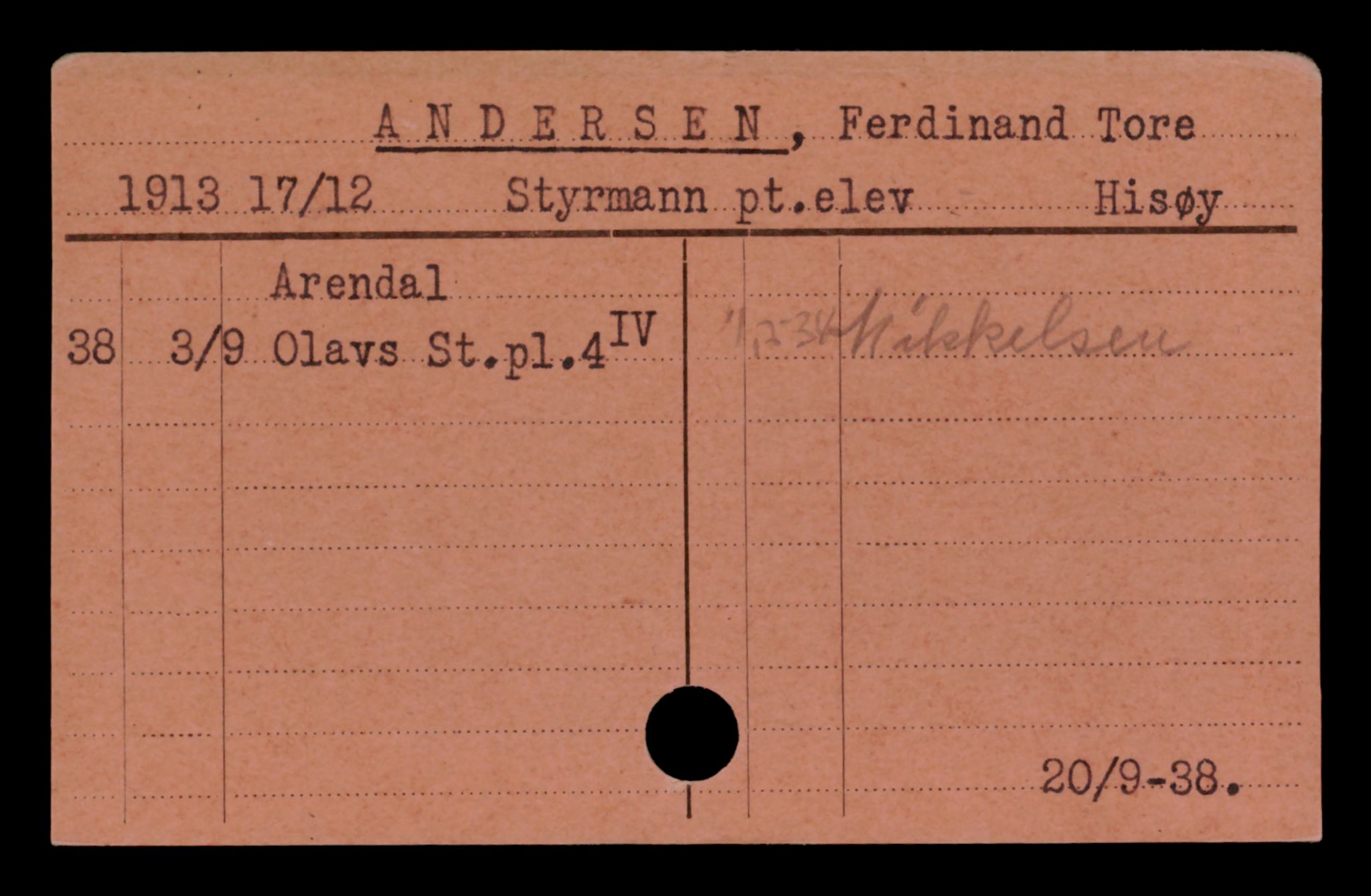 Oslo folkeregister, Registerkort, SAO/A-11715/D/Da/L0003: Menn: Andersen Ferdinand - Andersen Karl, 1906-1919