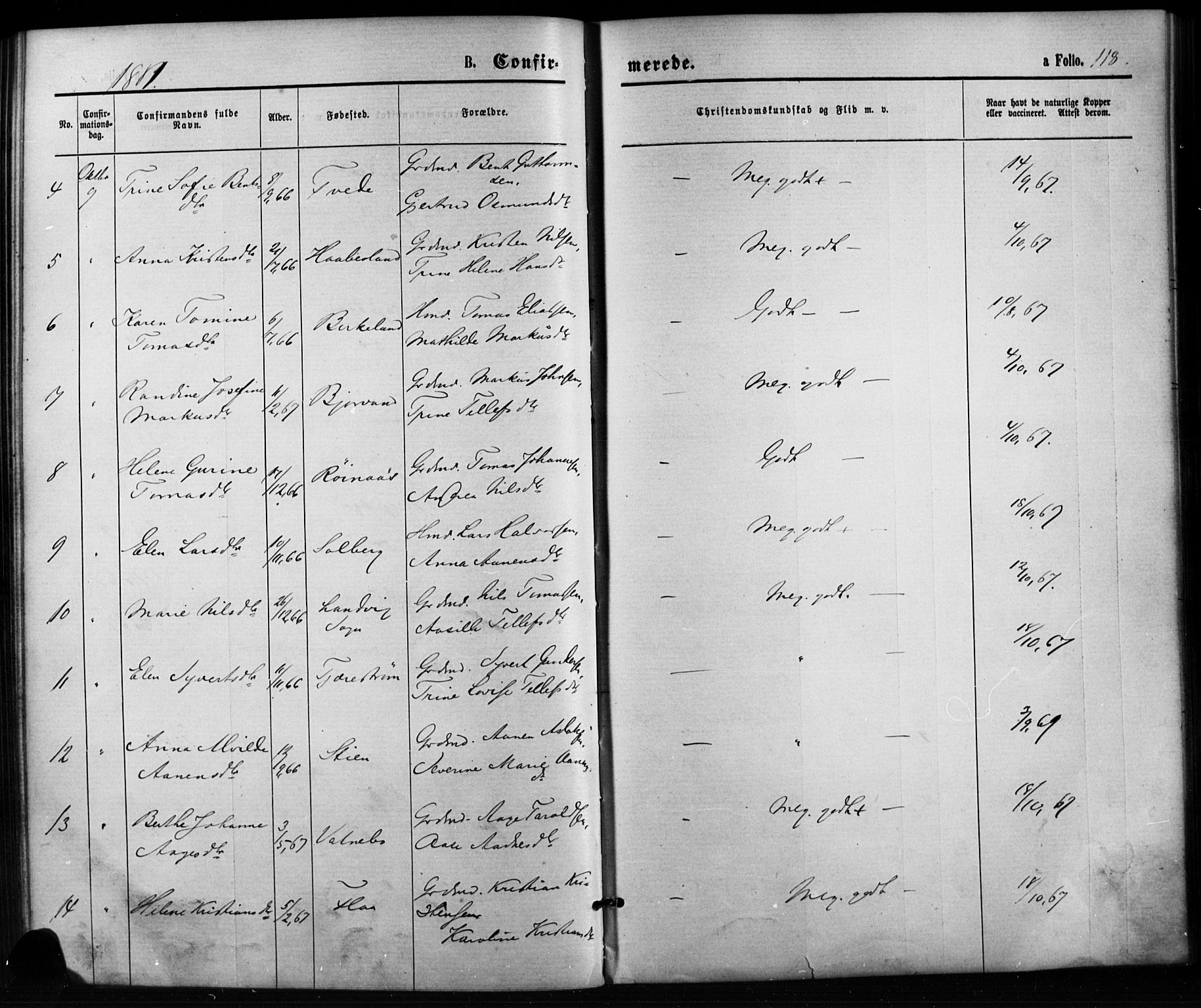 Birkenes sokneprestkontor, SAK/1111-0004/F/Fb/L0003: Klokkerbok nr. B 3, 1876-1892, s. 118
