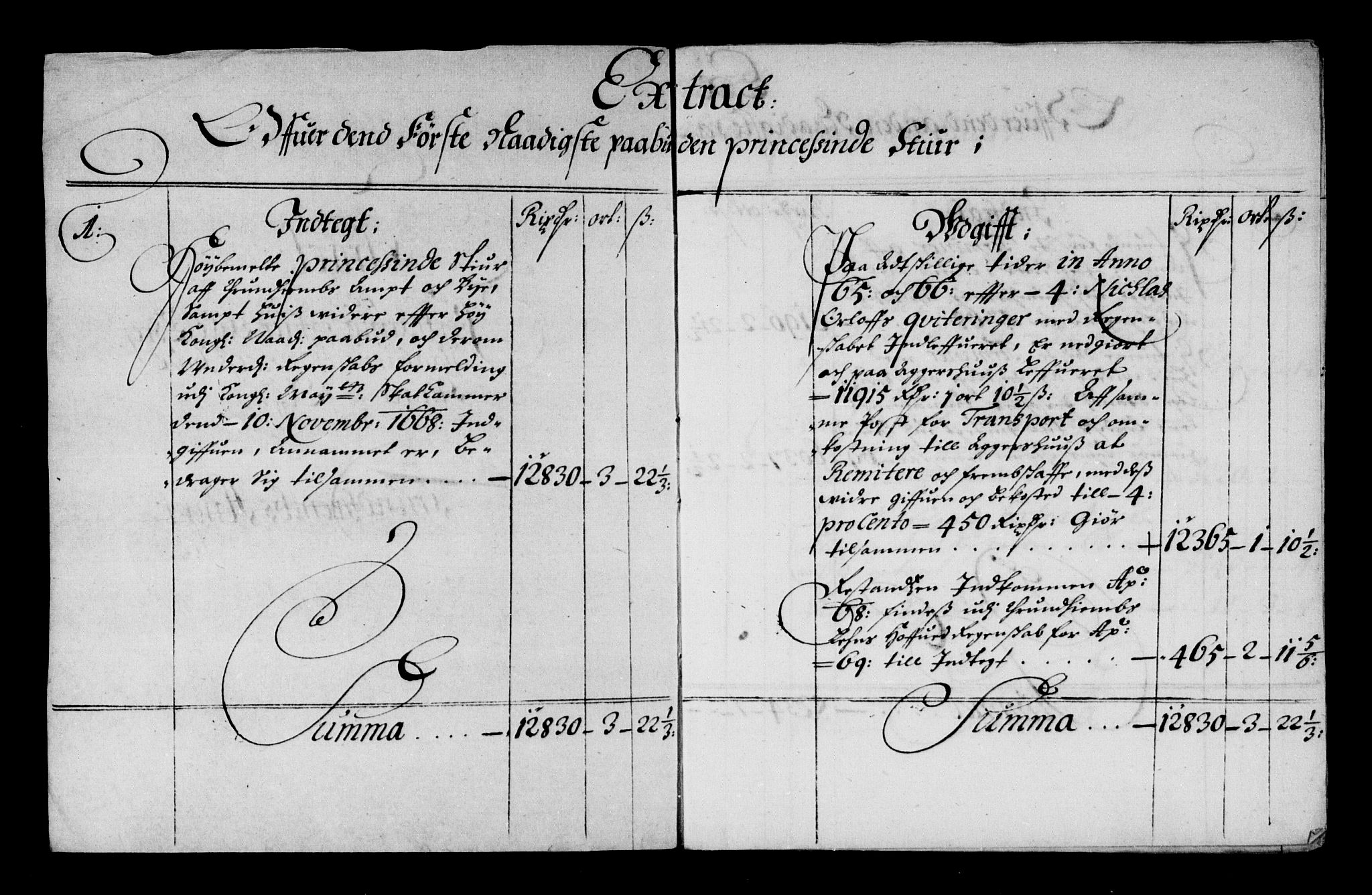 Rentekammeret inntil 1814, Reviderte regnskaper, Stiftamtstueregnskaper, Trondheim stiftamt og Nordland amt, RA/EA-6044/R/Rd/L0034: Trondheim stiftamt, 1664-1671