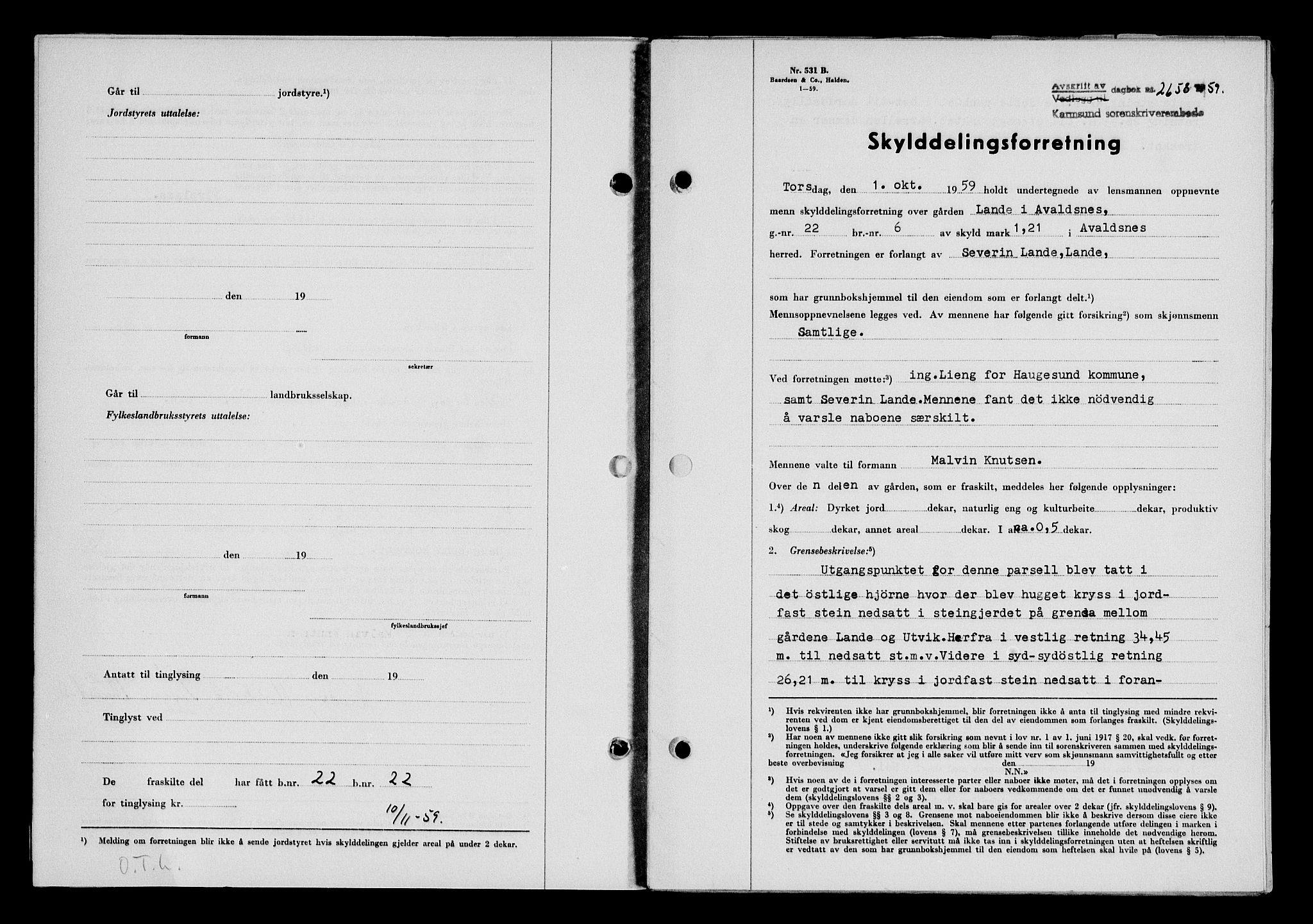 Karmsund sorenskriveri, SAST/A-100311/01/II/IIB/L0132: Pantebok nr. 112A, 1959-1959, Dagboknr: 2658/1959