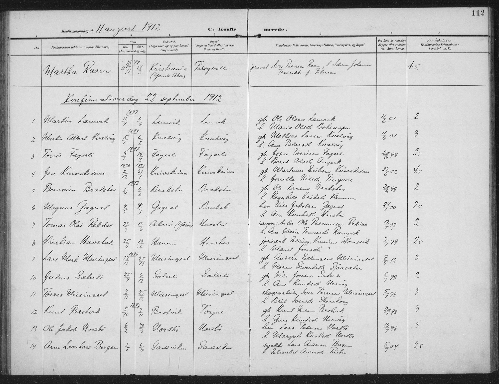 Ministerialprotokoller, klokkerbøker og fødselsregistre - Møre og Romsdal, SAT/A-1454/586/L0989: Ministerialbok nr. 586A15, 1906-1915, s. 112