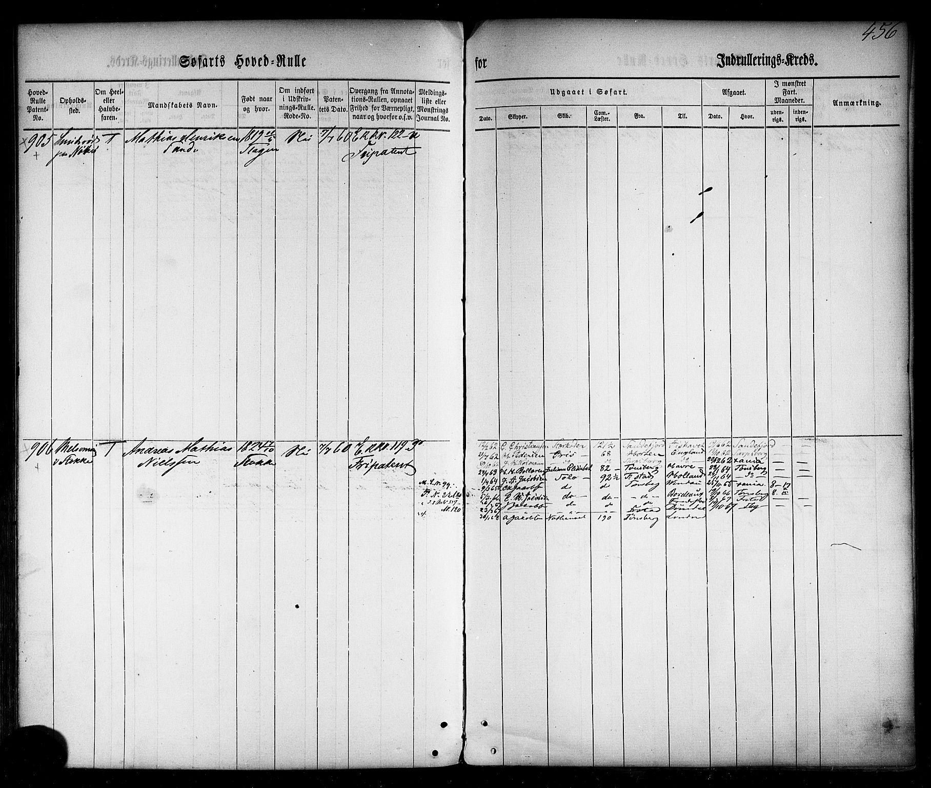 Tønsberg innrulleringskontor, AV/SAKO-A-786/F/Fc/Fca/L0001: Hovedrulle Patent nr. 1-1428, 1860-1861, s. 498
