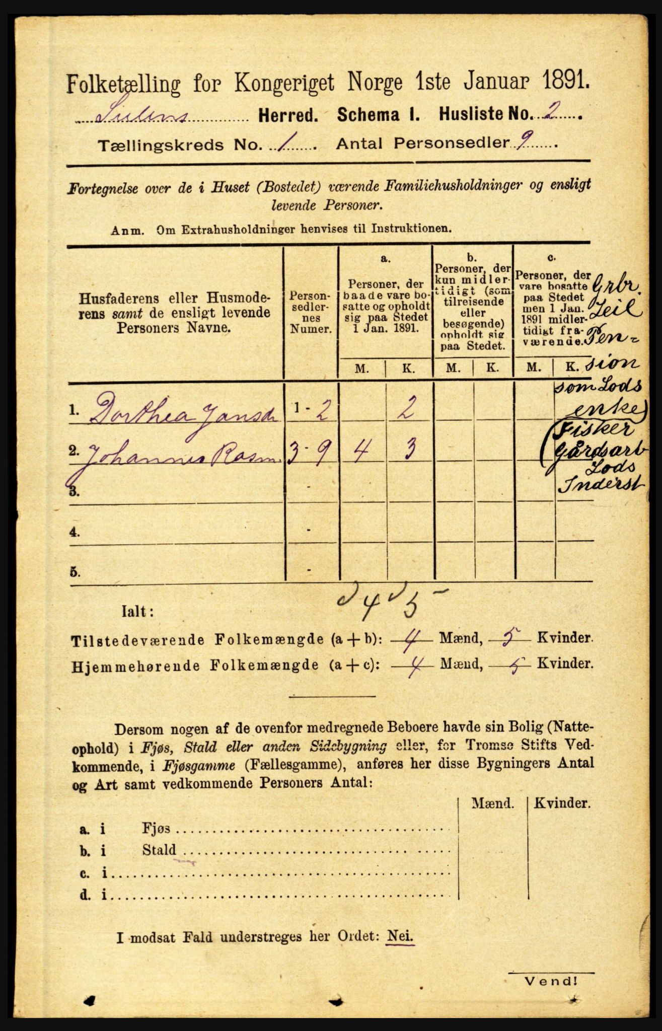 RA, Folketelling 1891 for 1412 Solund herred, 1891, s. 22