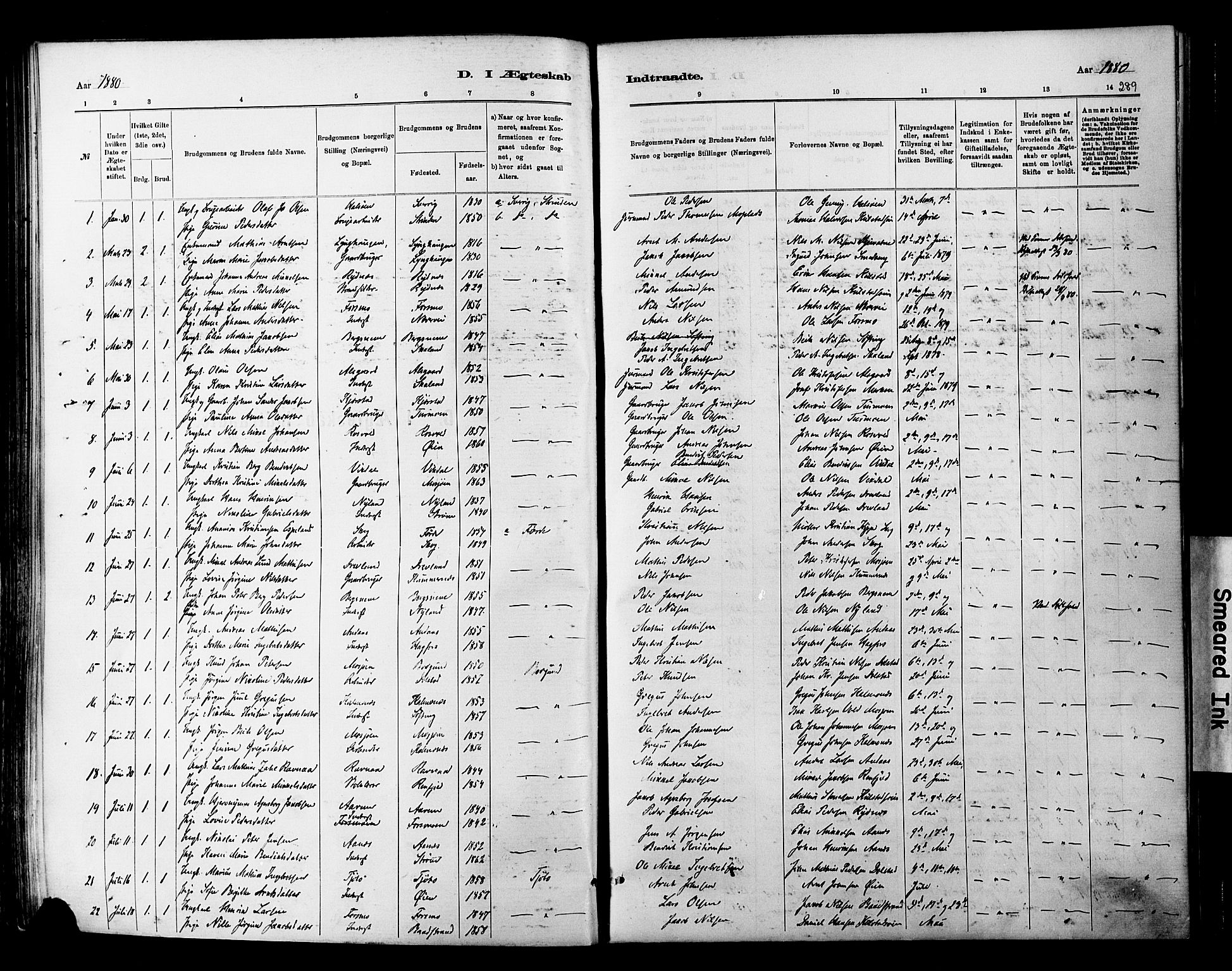 Ministerialprotokoller, klokkerbøker og fødselsregistre - Nordland, AV/SAT-A-1459/820/L0295: Ministerialbok nr. 820A16, 1880-1896, s. 289